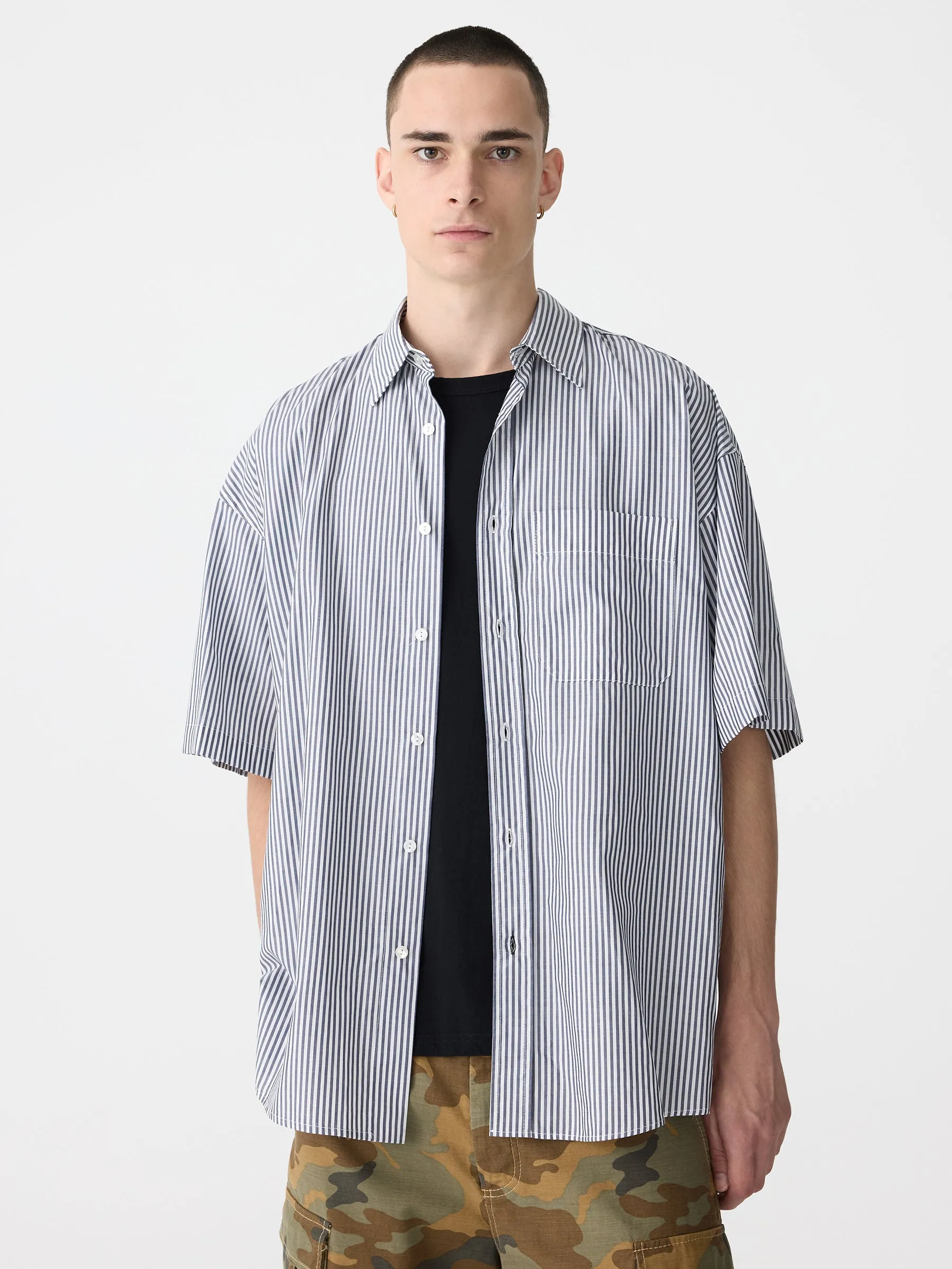 Oversized Stripe Short Sleeve Shirt sold by Bassike product image thumbnail 2
