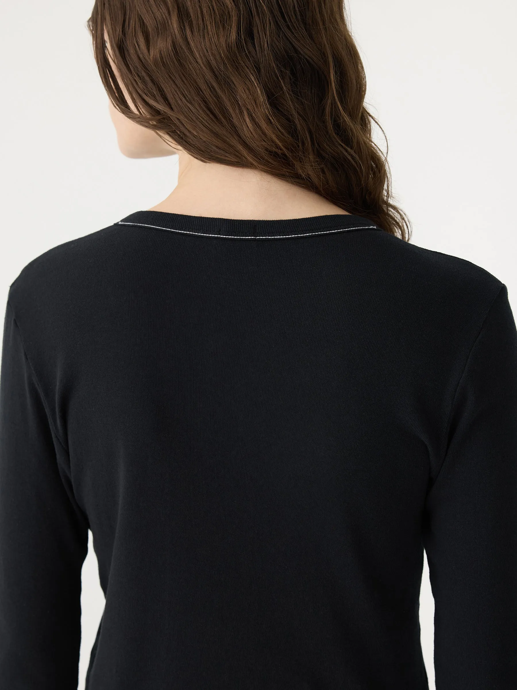 Rib Placket 3/4 Sleeve T-Shirt sold by Bassike product image thumbnail 4