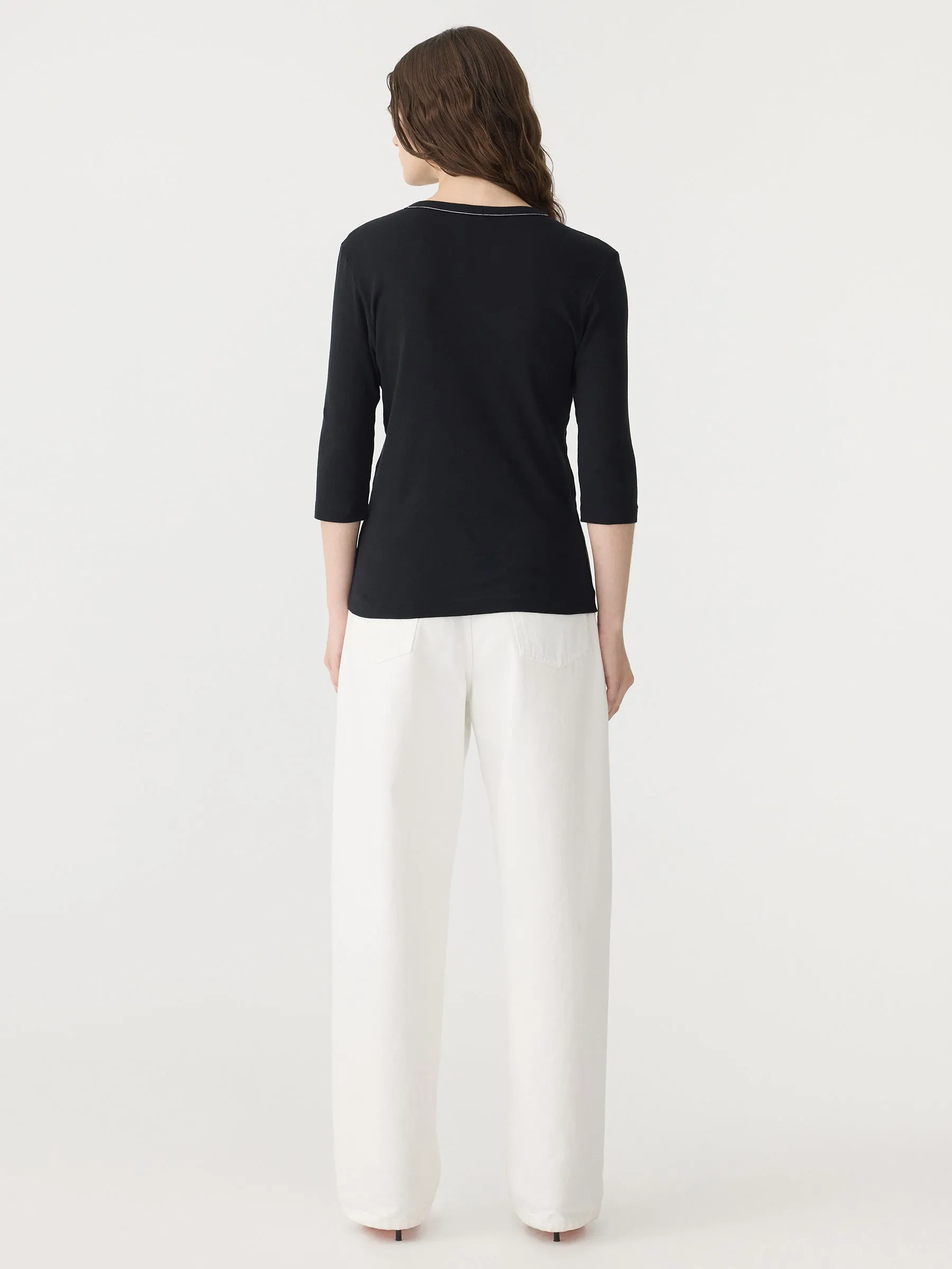 Rib Placket 3/4 Sleeve T-Shirt sold by Bassike product image thumbnail 5