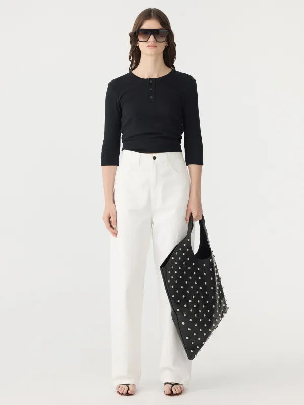 Rib Placket 3/4 Sleeve T-Shirt sold by Bassike