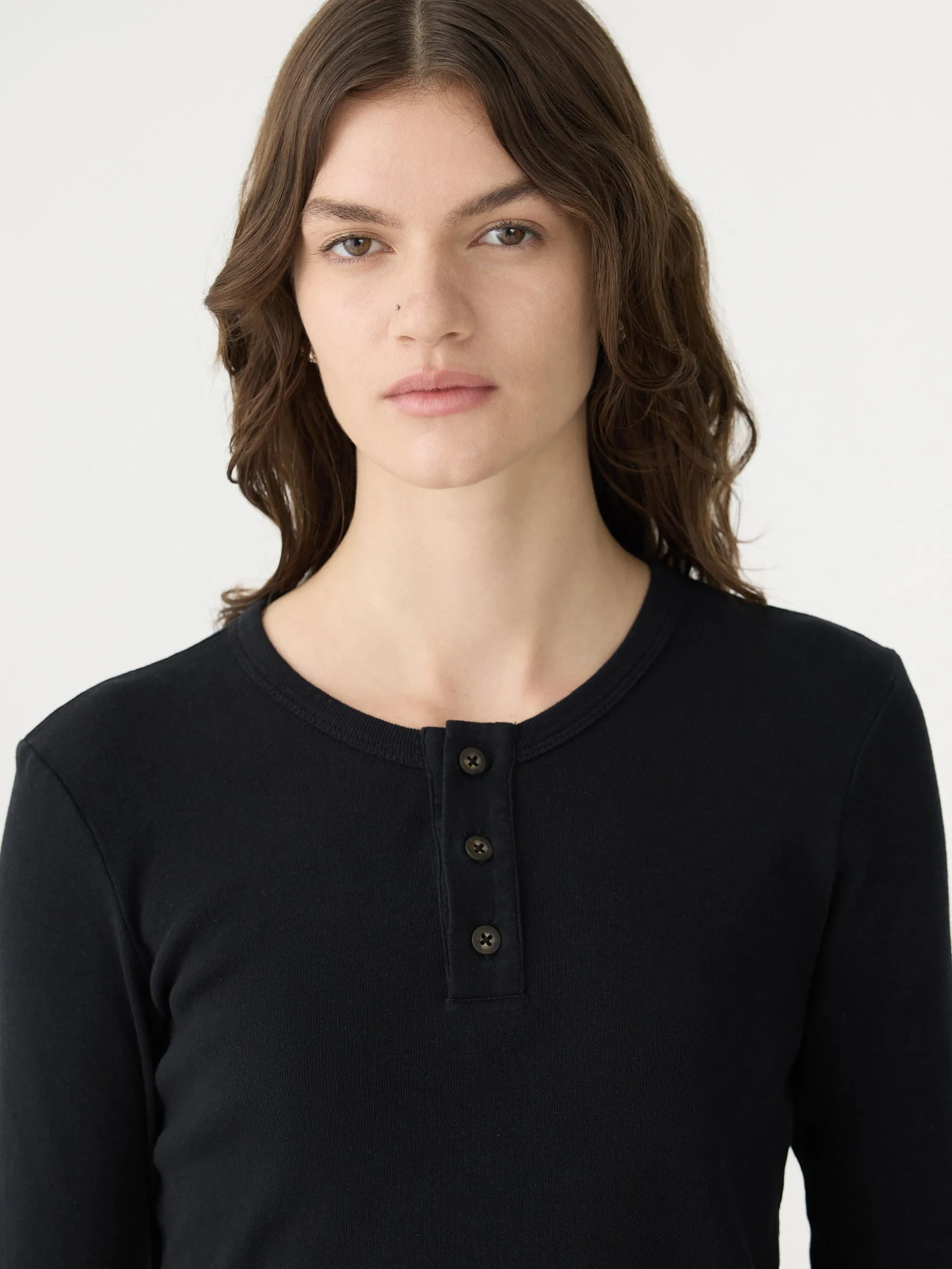 Rib Placket 3/4 Sleeve T-Shirt sold by Bassike product image thumbnail 3