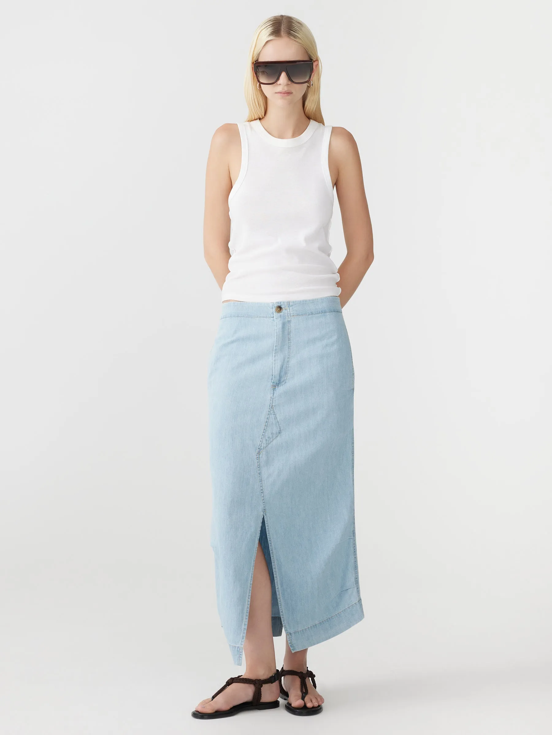 Denim Deconstructed Skirt sold by Bassike