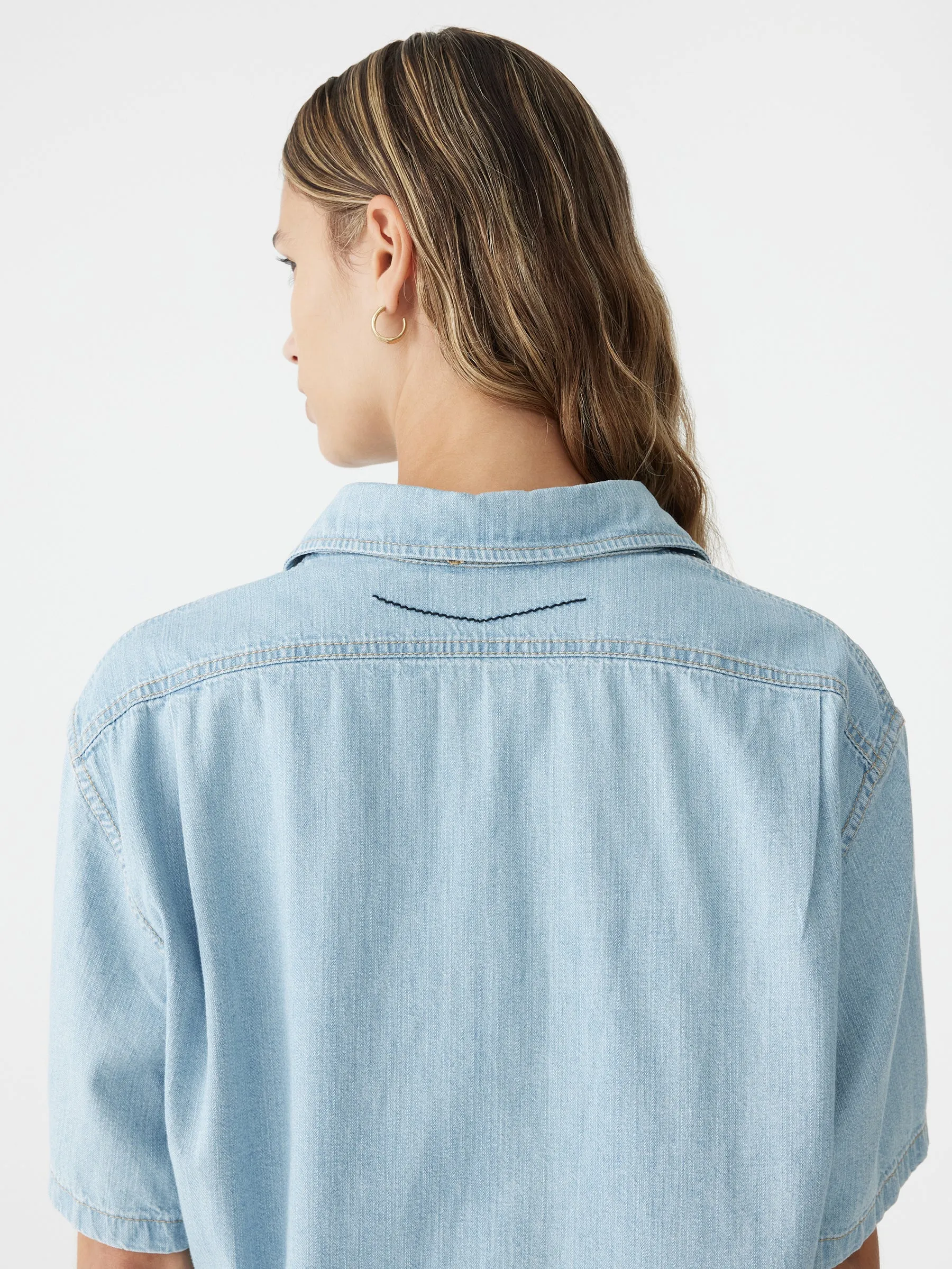 Organic Denim Cropped Shirt sold by Bassike product image thumbnail 5