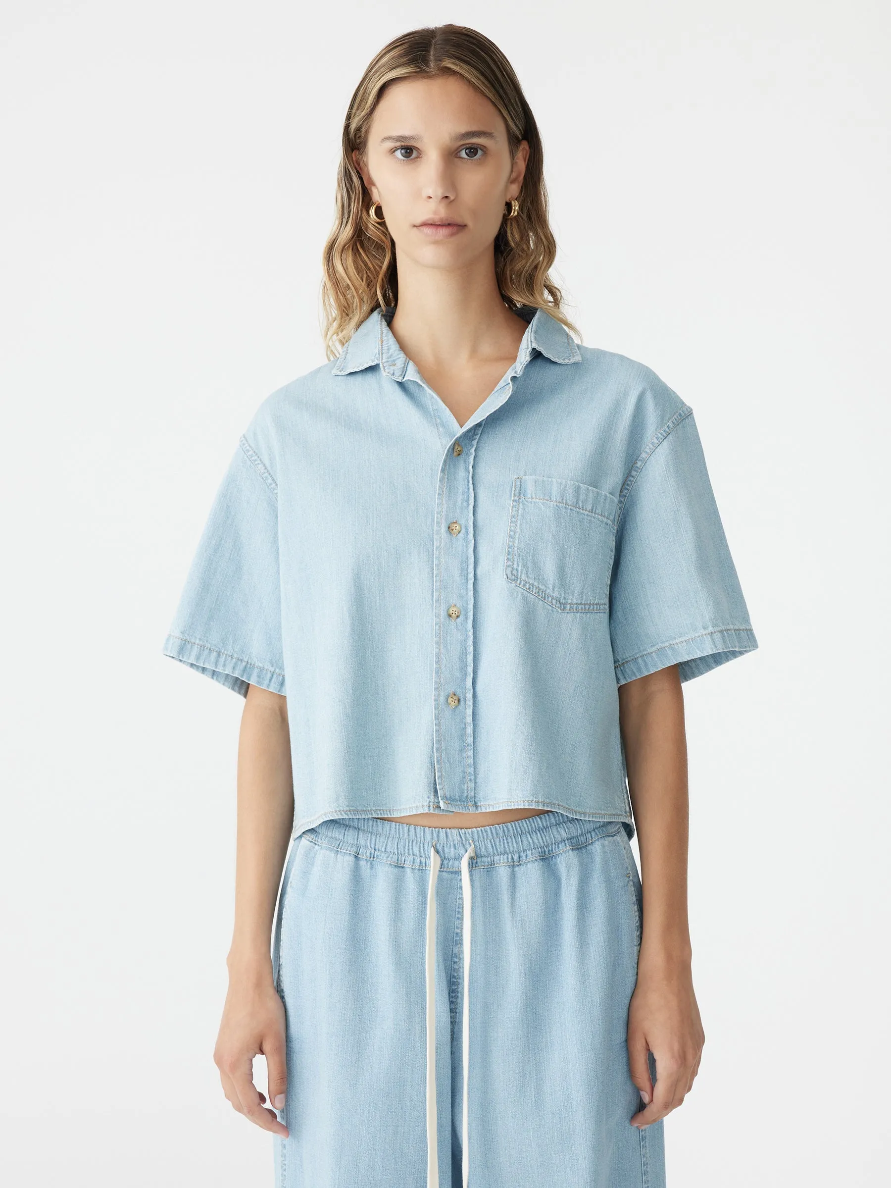 Organic Denim Cropped Shirt sold by Bassike product image thumbnail 2