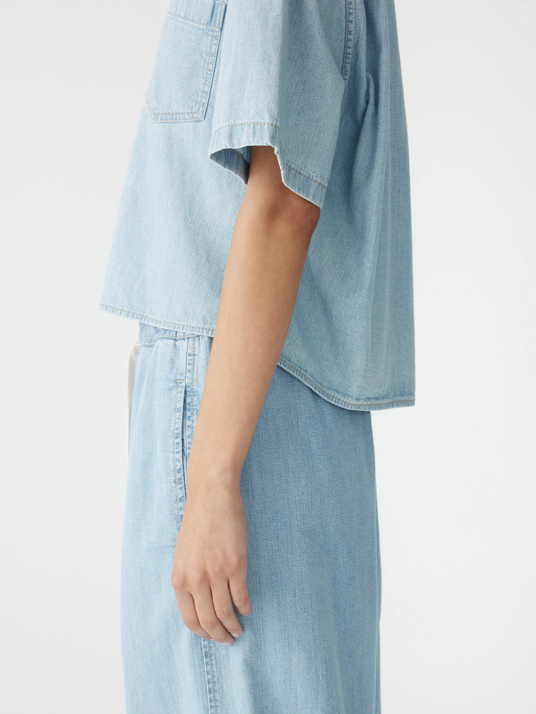 Organic Denim Cropped Shirt sold by Bassike product image thumbnail 4