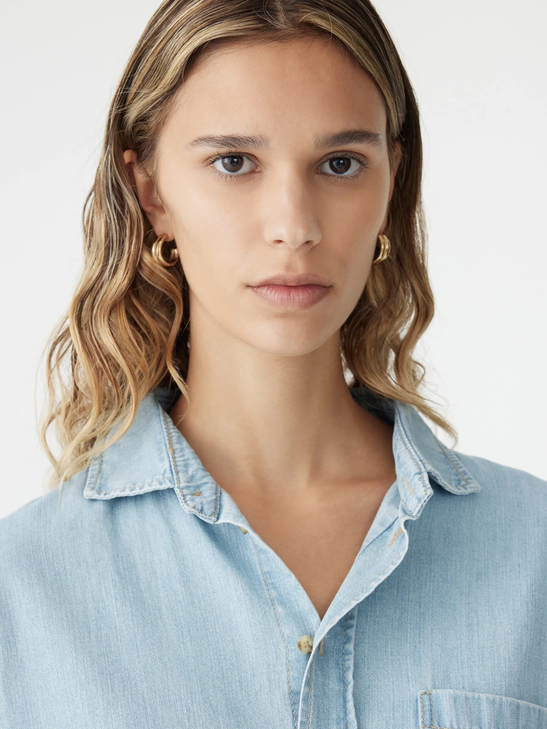 Organic Denim Cropped Shirt sold by Bassike product image thumbnail 3