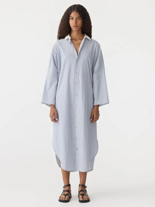 Dobby Stripe Shirt Dress sold by Bassike