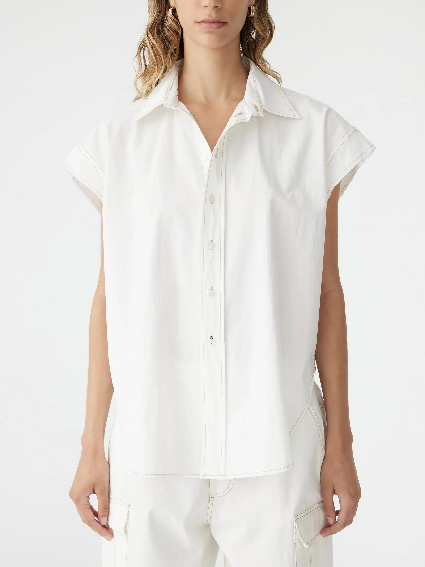 Crushed Cotton Scoop Hem Shirt sold by Bassike product image thumbnail 3