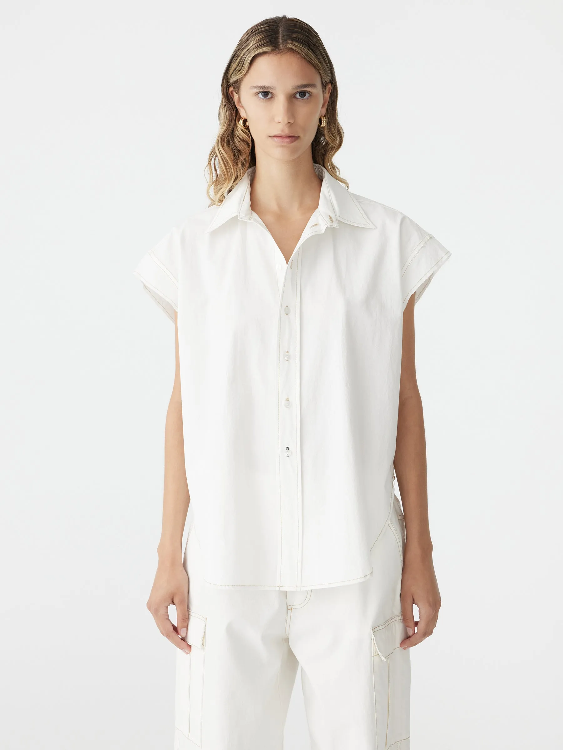 Crushed Cotton Scoop Hem Shirt sold by Bassike product image thumbnail 2