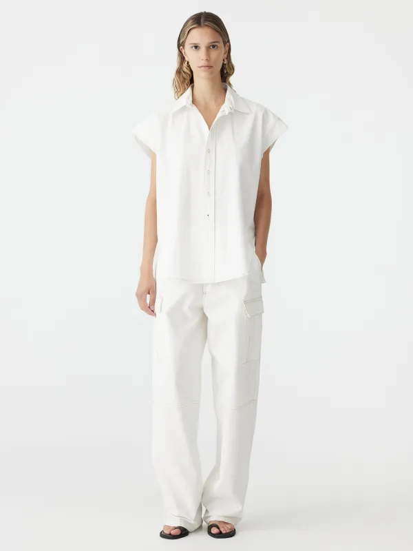 Crushed Cotton Scoop Hem Shirt sold by Bassike