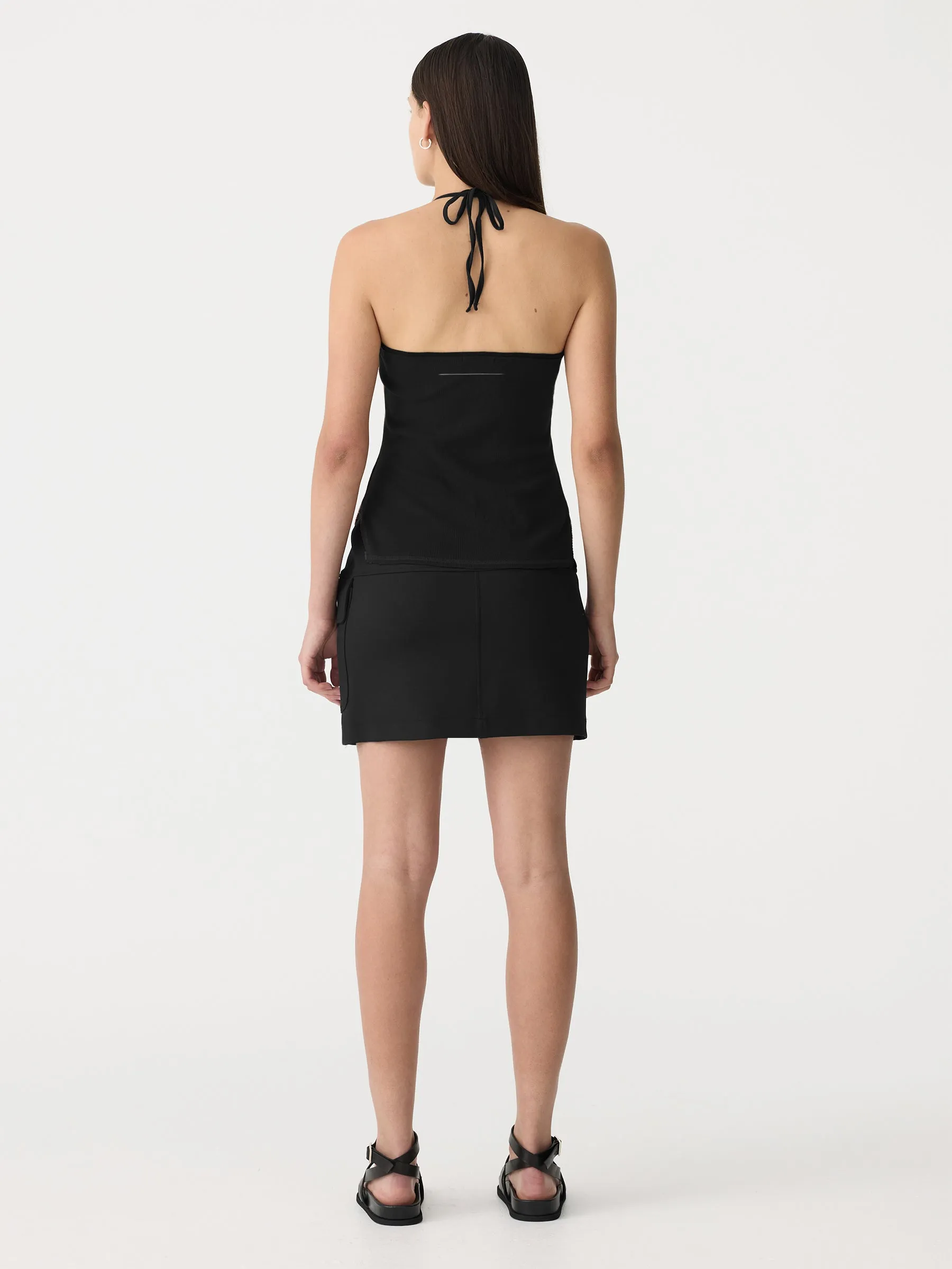 Tie Back Halter Neck Rib Tank sold by Bassike product image thumbnail 5