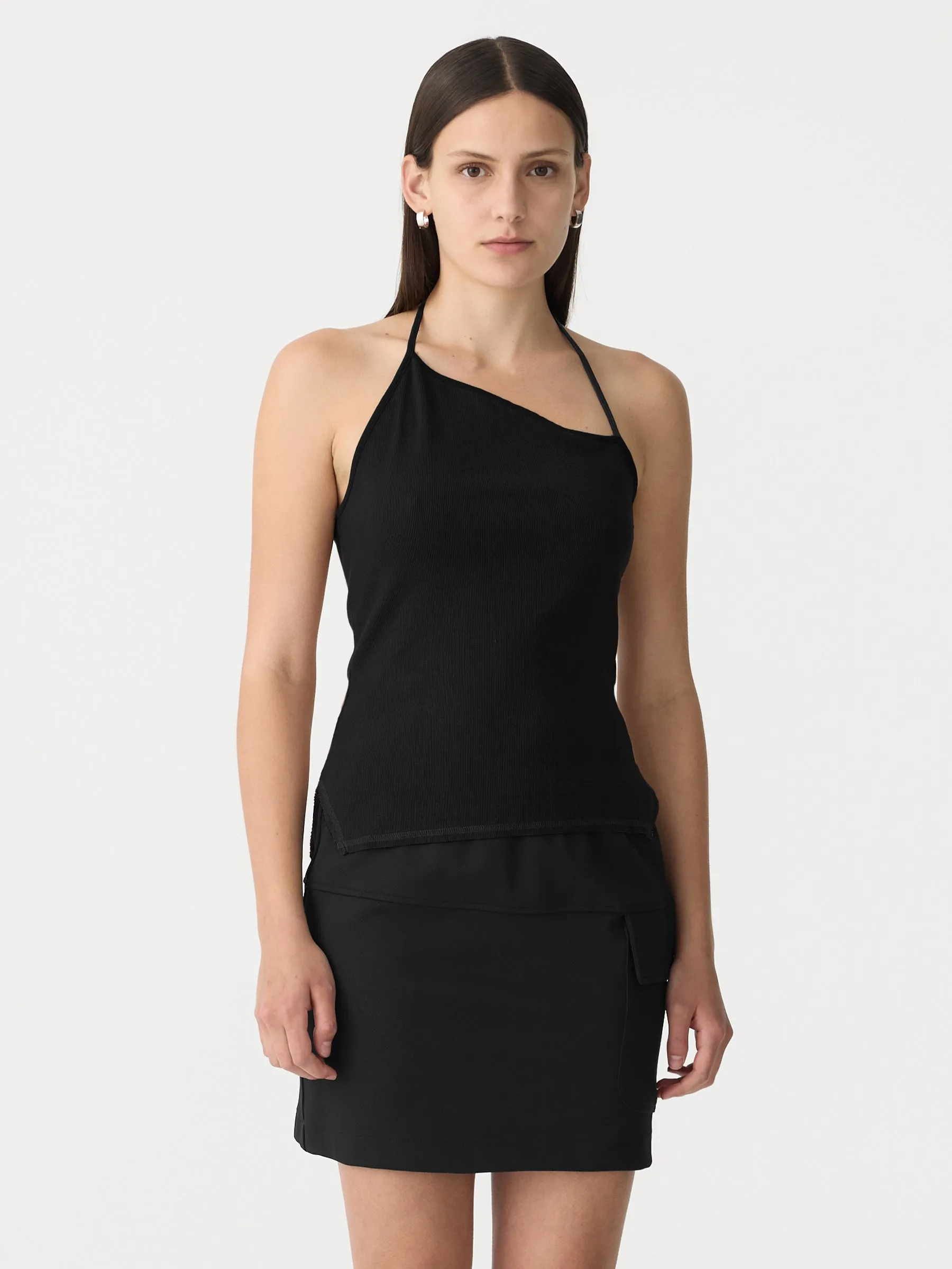 Tie Back Halter Neck Rib Tank sold by Bassike product image thumbnail 2