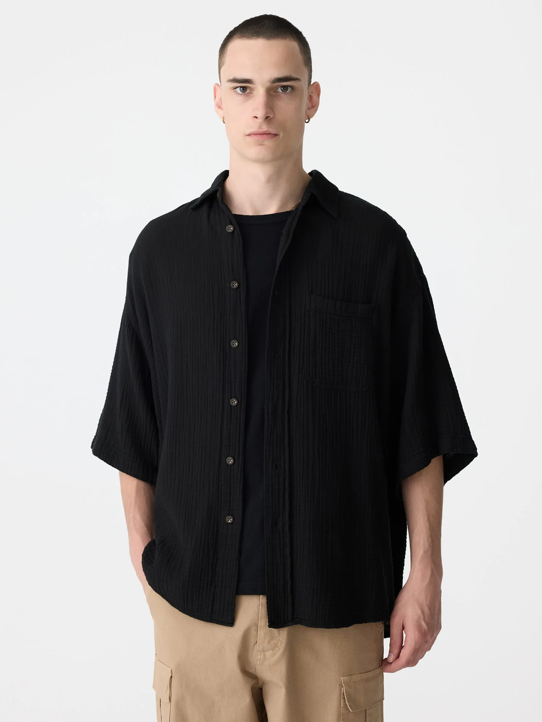 Gauze Oversized Short Sleeve Shirt sold by Bassike product image thumbnail 2