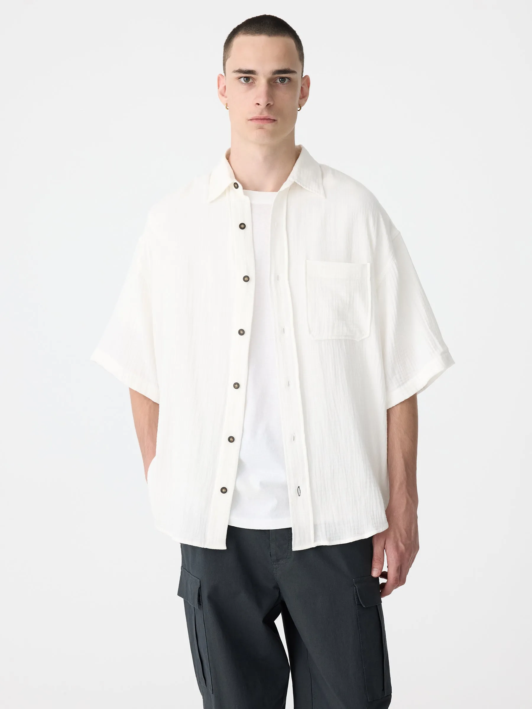 Gauze Oversized Short Sleeve Shirt sold by Bassike product image thumbnail 2