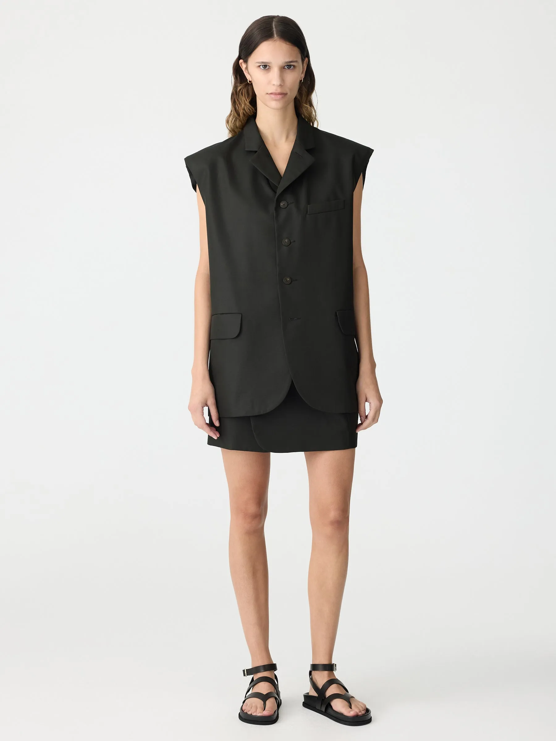 Gabardine Cut Out Vest sold by Bassike