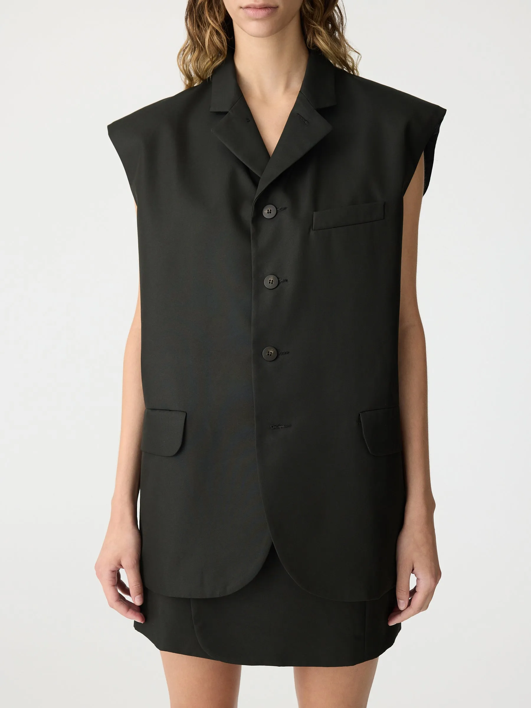 Gabardine Cut Out Vest sold by Bassike product image thumbnail 4