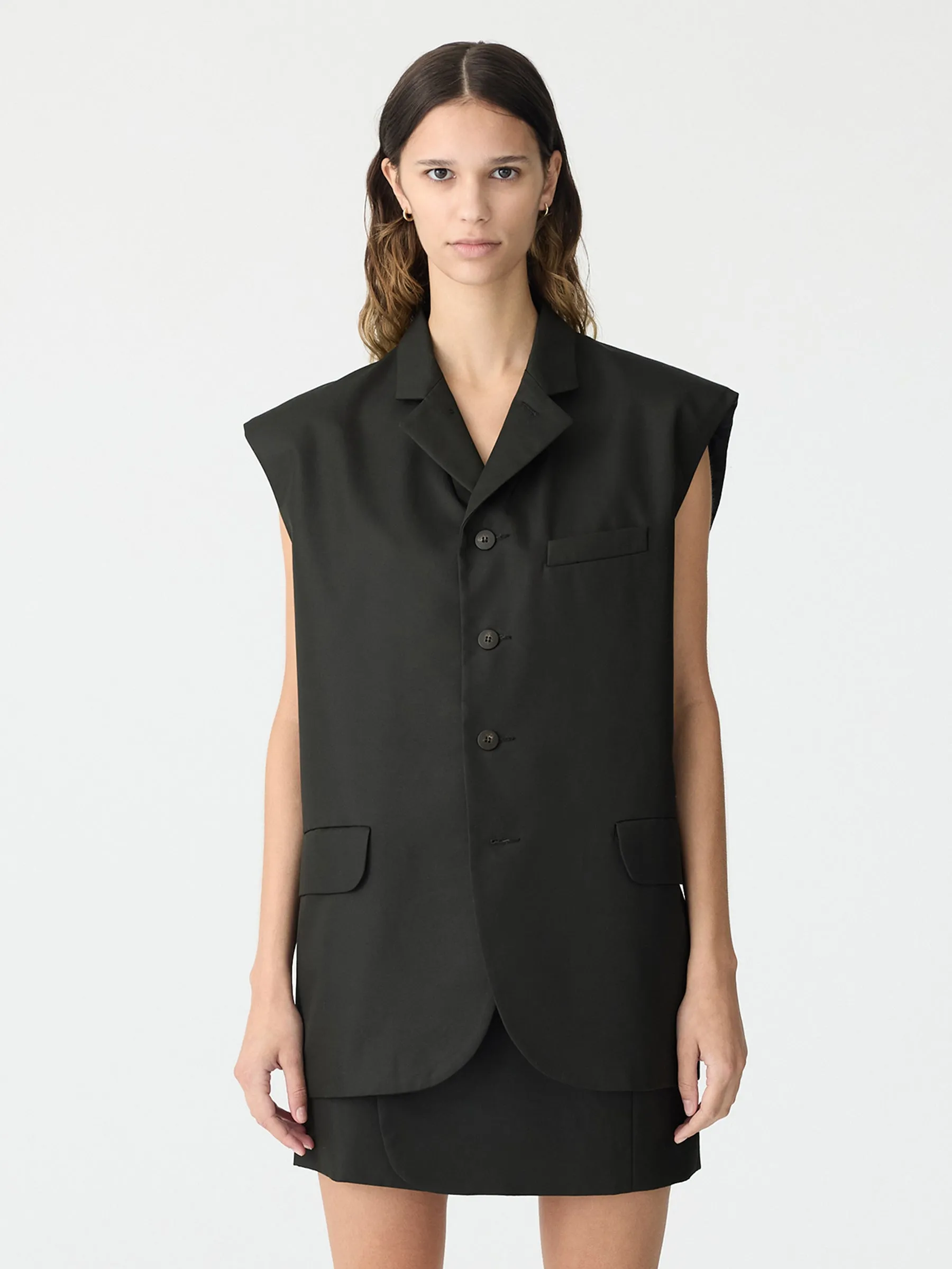 Gabardine Cut Out Vest sold by Bassike product image thumbnail 3