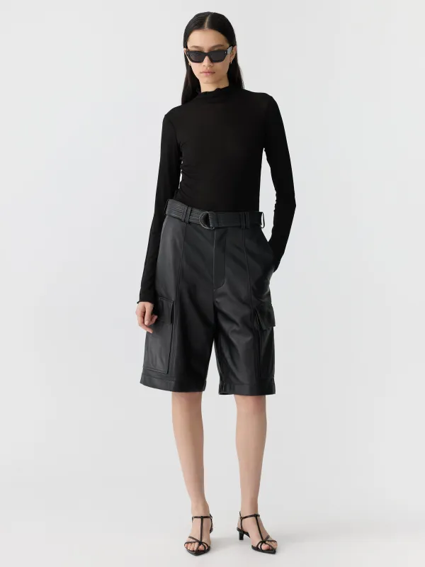 Leather Pocket Detail Short sold by Bassike