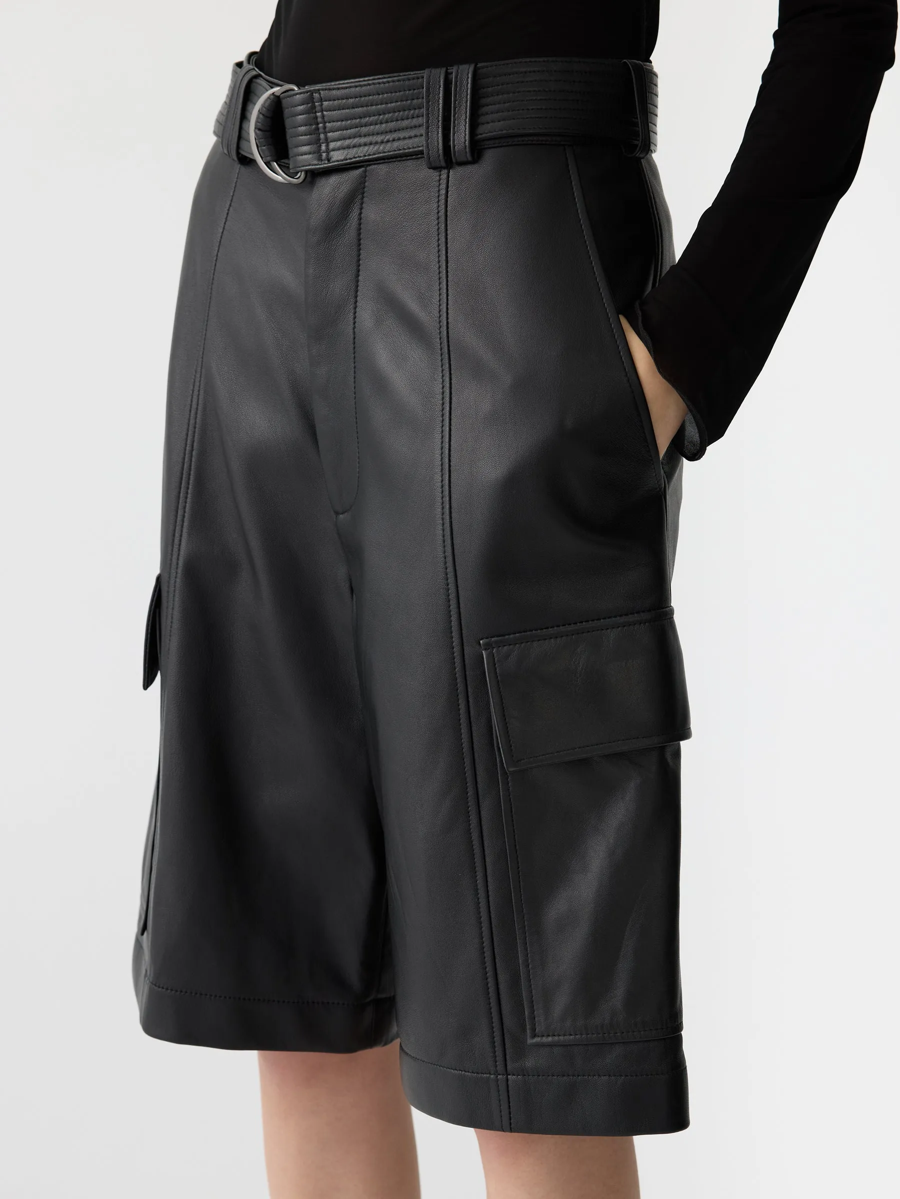 Leather Pocket Detail Short sold by Bassike product image thumbnail 3