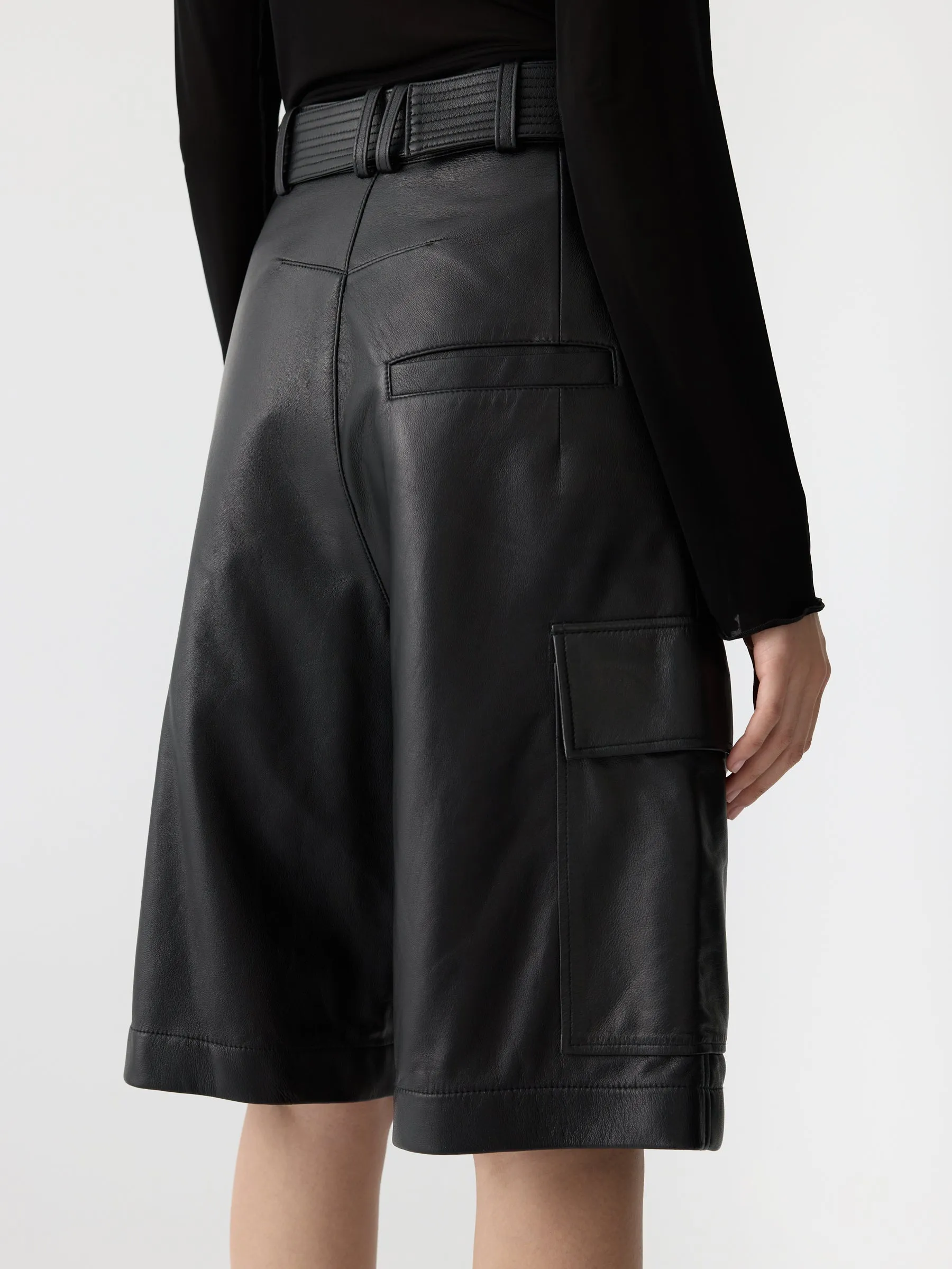 Leather Pocket Detail Short sold by Bassike product image thumbnail 5