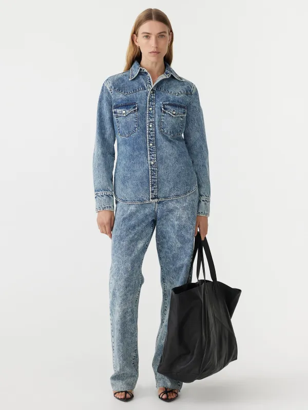 Denim Darted Western Shirt sold by Bassike