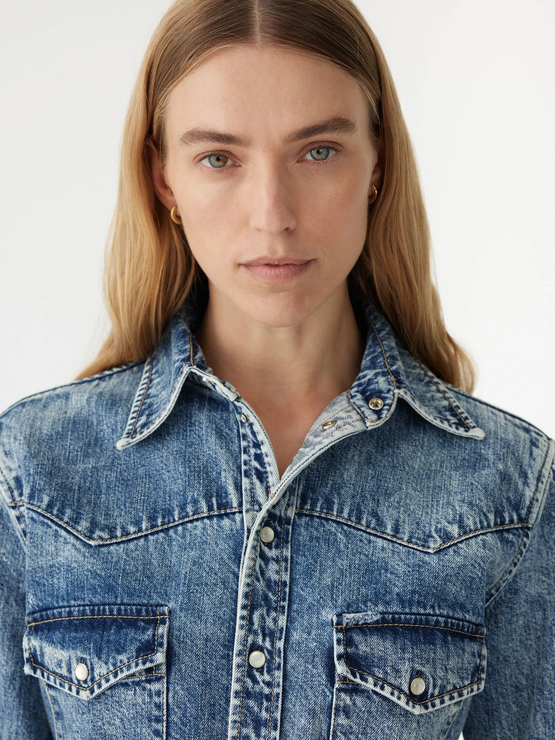 Denim Darted Western Shirt sold by Bassike product image thumbnail 3