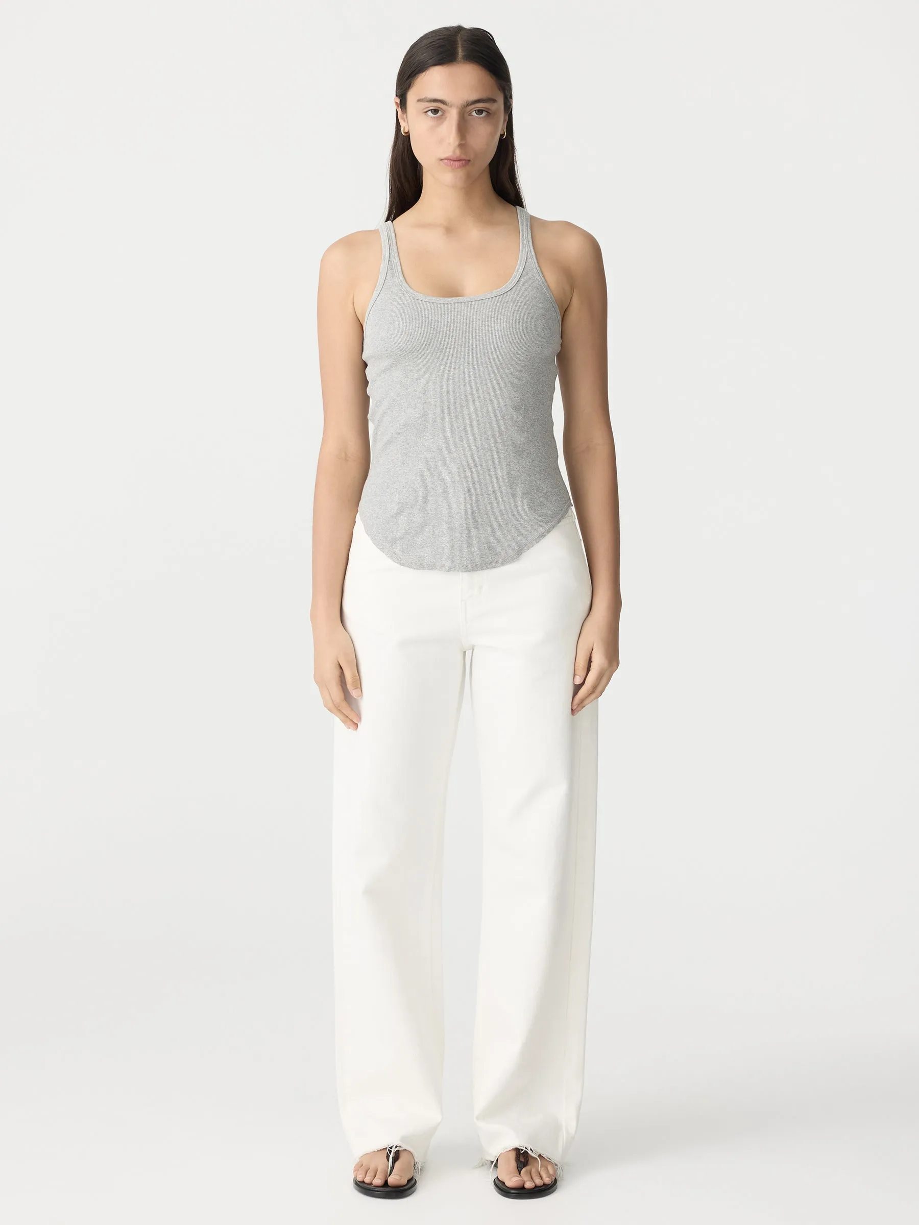 Slim Scoop Rib Tank sold by Bassike