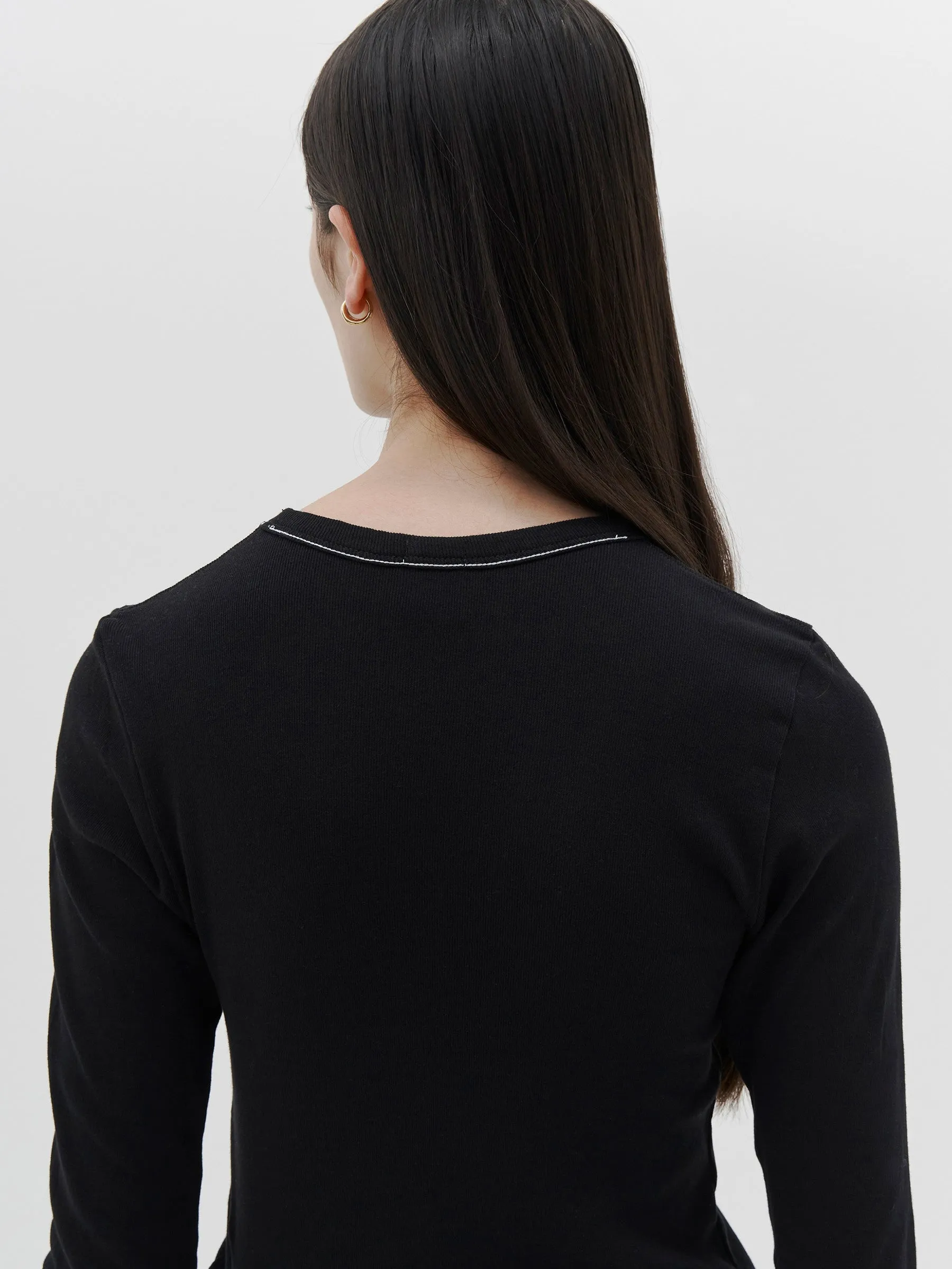 Slim Superfine Rib Long Sleeve T-Shirt sold by Bassike product image thumbnail 5