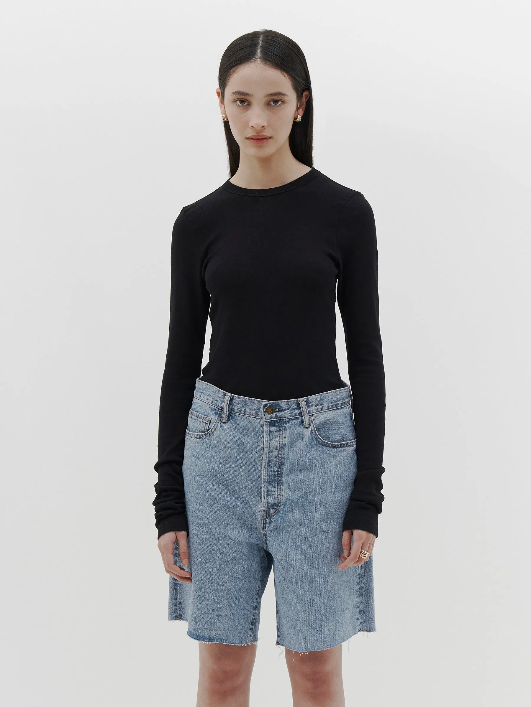 Slim Superfine Rib Long Sleeve T-Shirt sold by Bassike product image thumbnail 2