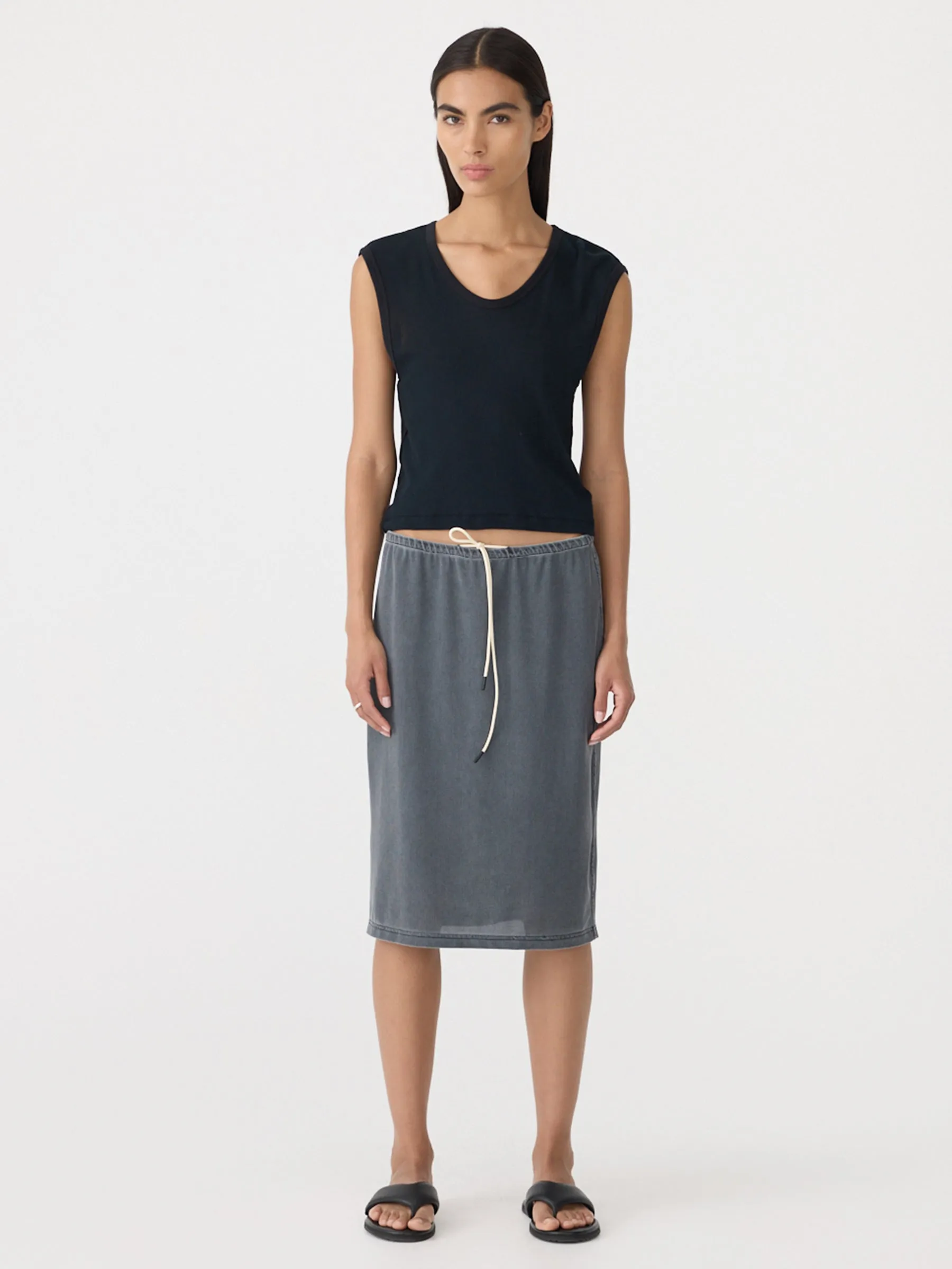 Sheer Rib V-Neck Muscle Tank sold by Bassike