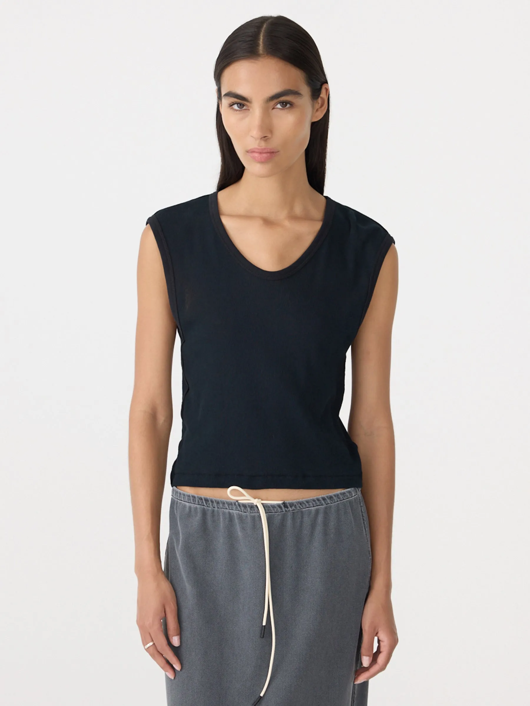 Sheer Rib V-Neck Muscle Tank sold by Bassike product image thumbnail 2