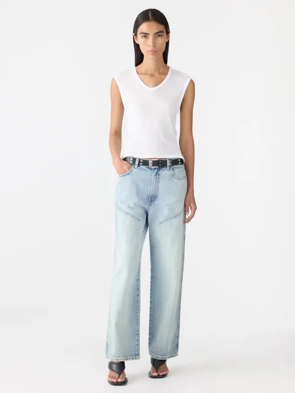 Sheer Rib V-Neck Muscle Tank sold by Bassike