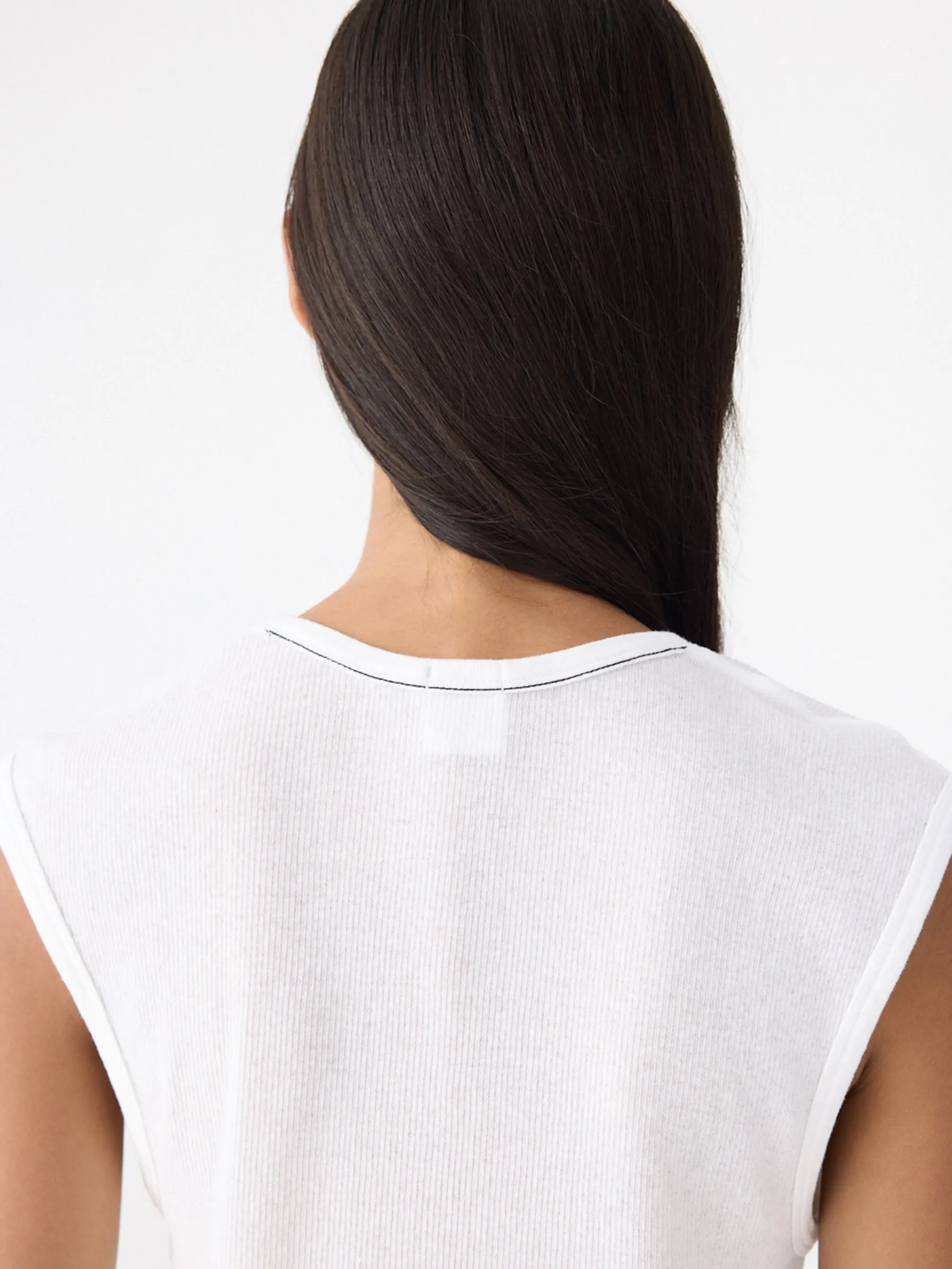 Sheer Rib V-Neck Muscle Tank sold by Bassike product image thumbnail 4