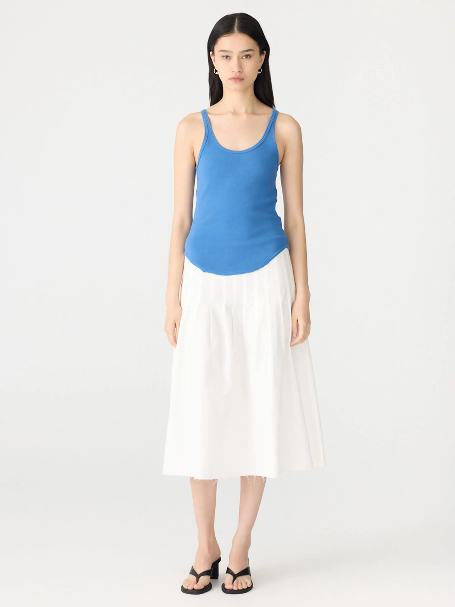 Slim Scoop Rib Tank sold by Bassike