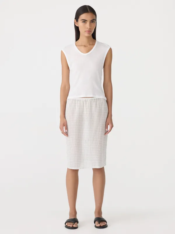 Fine Check Pull On Skirt sold by Bassike