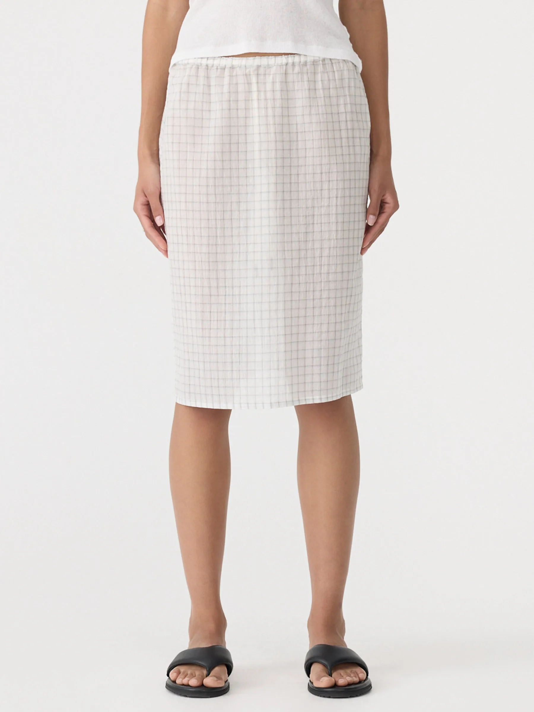 Fine Check Pull On Skirt sold by Bassike product image thumbnail 2