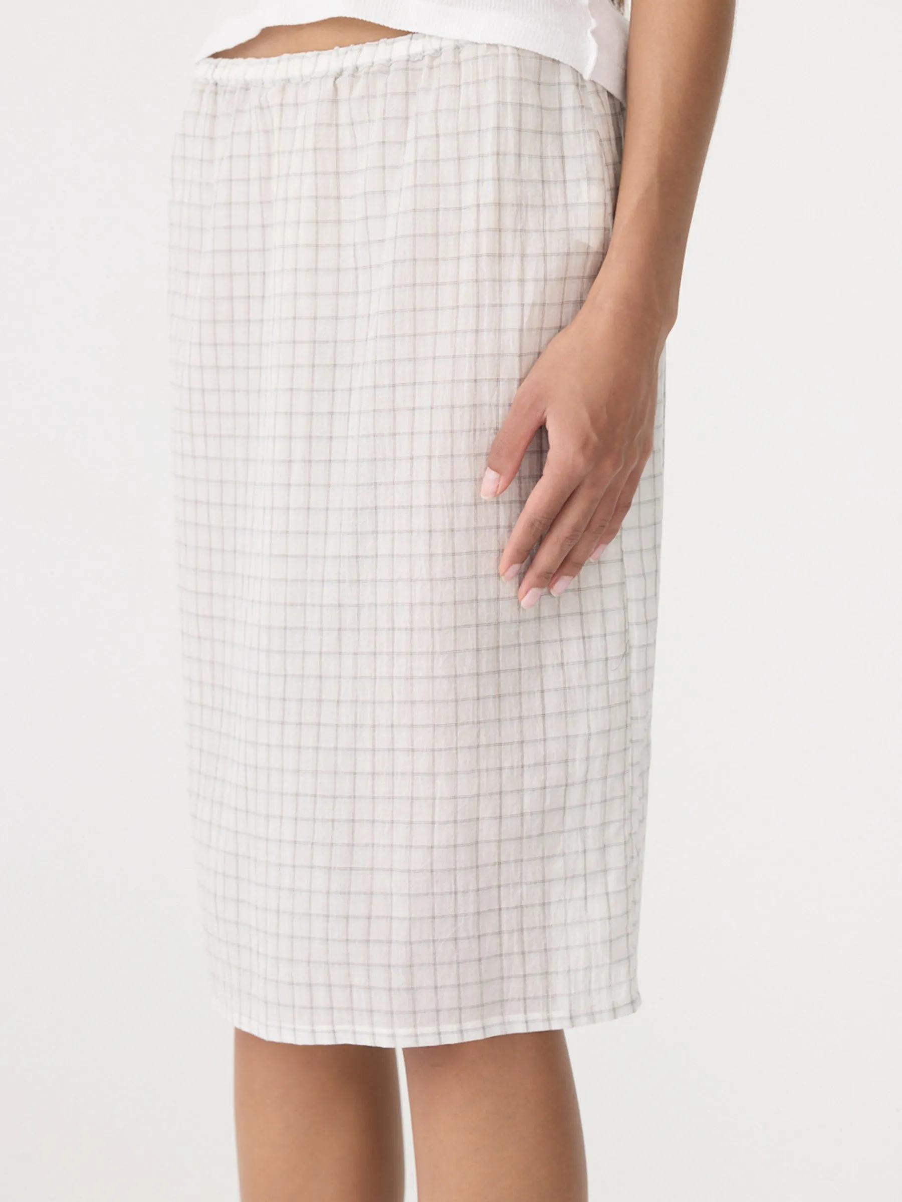 Fine Check Pull On Skirt sold by Bassike product image thumbnail 3