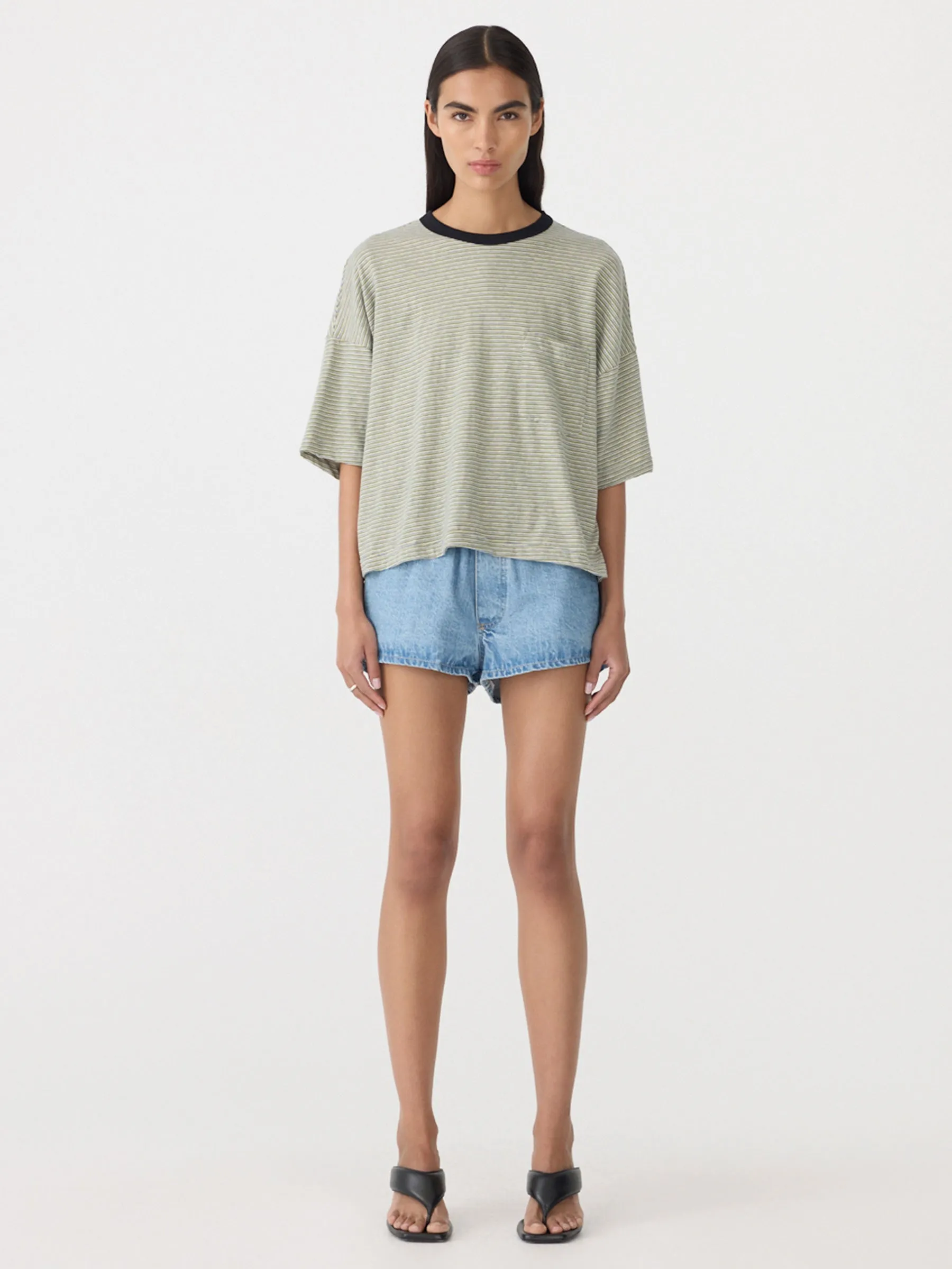 Stripe Boxy Pocket T-Shirt sold by Bassike