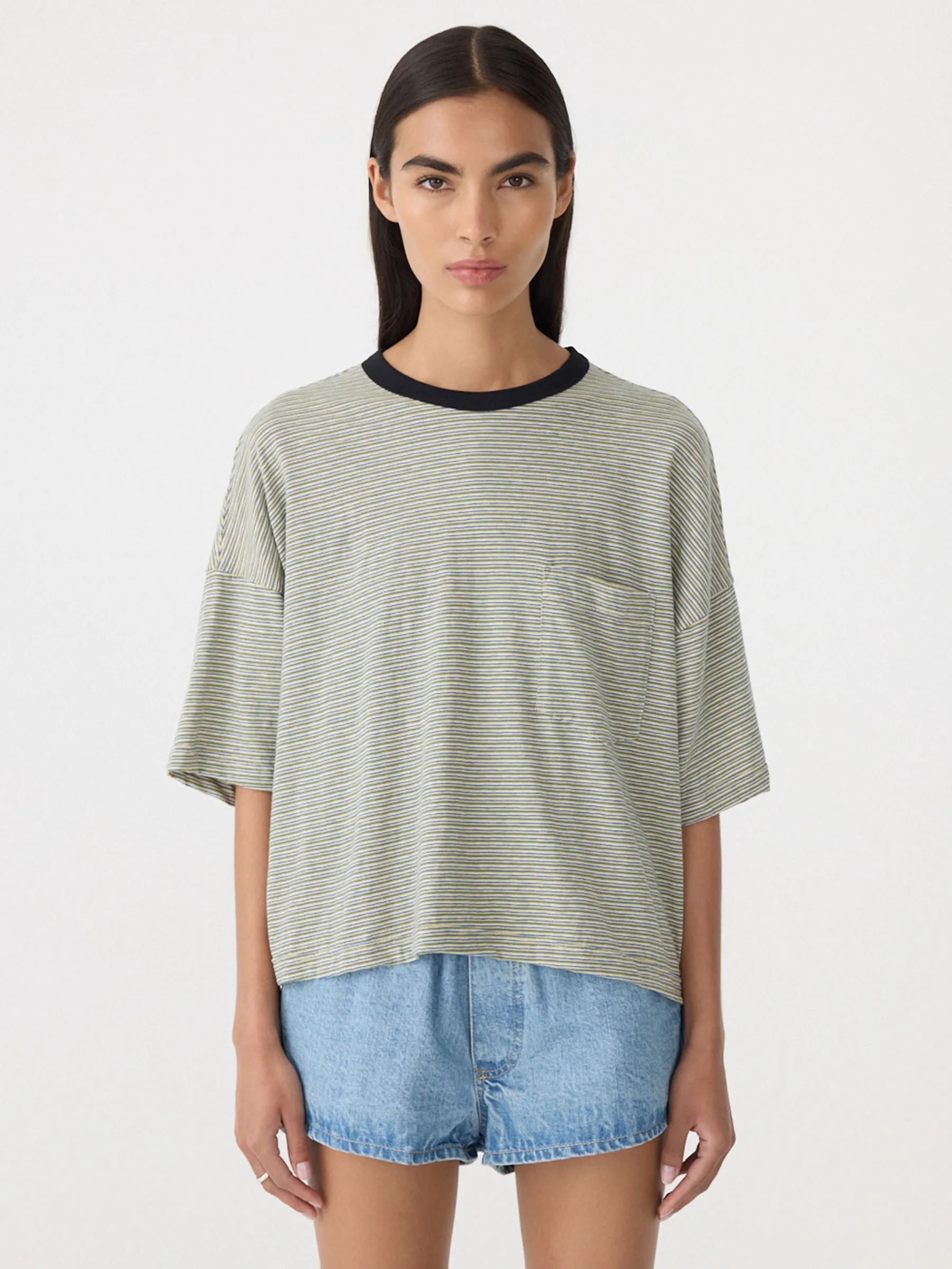 Stripe Boxy Pocket T-Shirt sold by Bassike product image thumbnail 2
