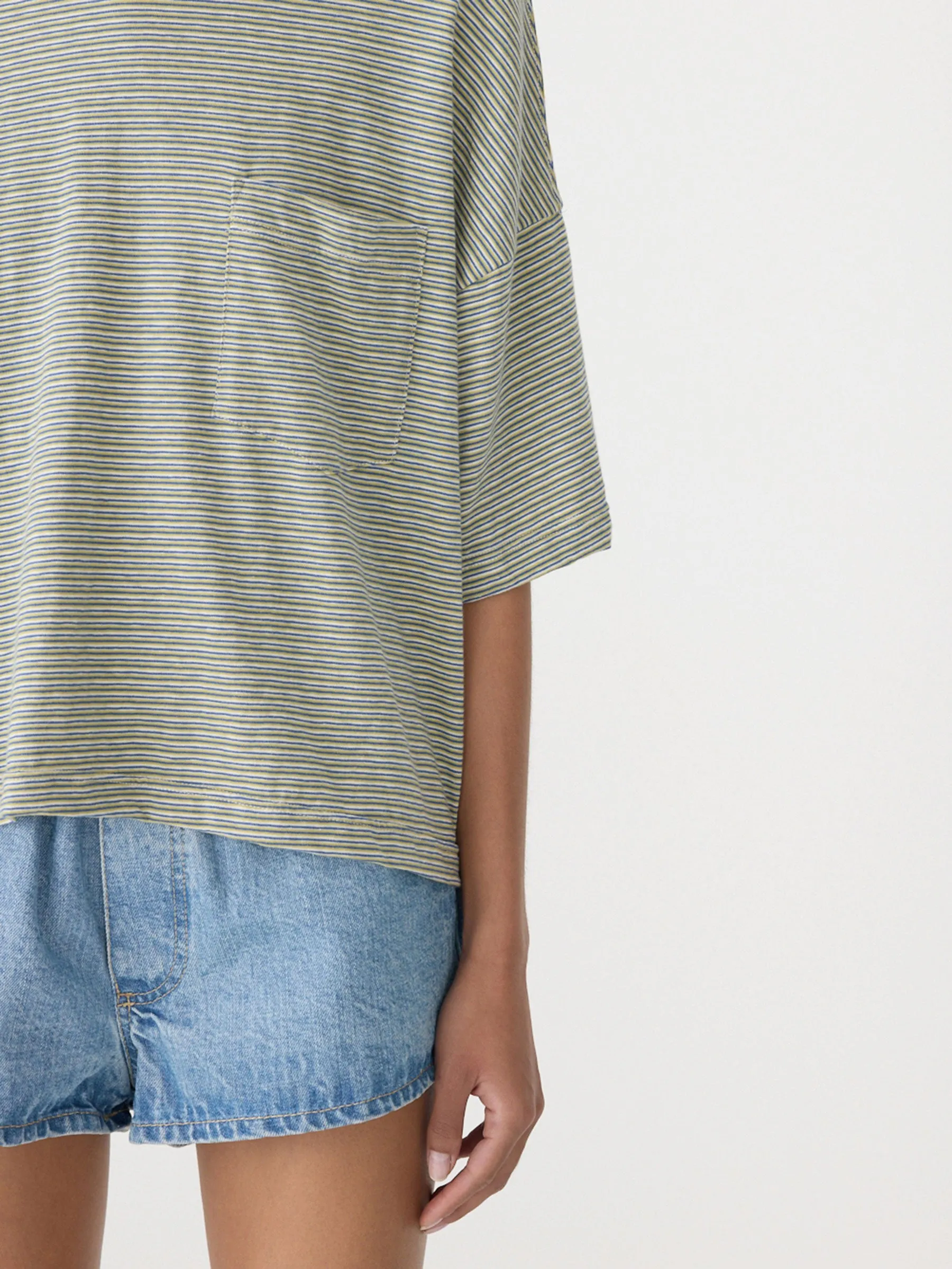 Stripe Boxy Pocket T-Shirt sold by Bassike product image thumbnail 3