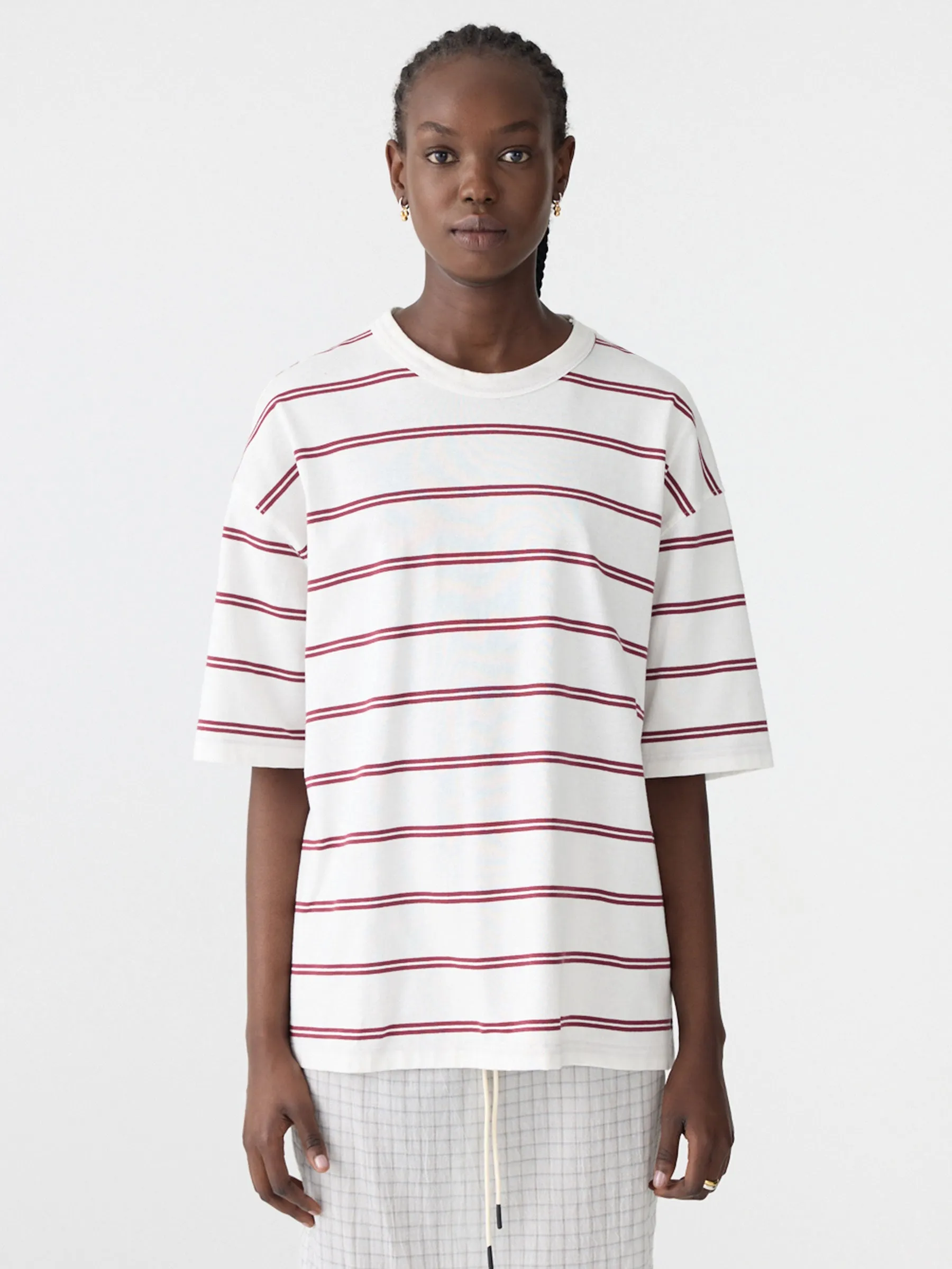 Universal Stripe Boxy T-Shirt sold by Bassike product image thumbnail 4