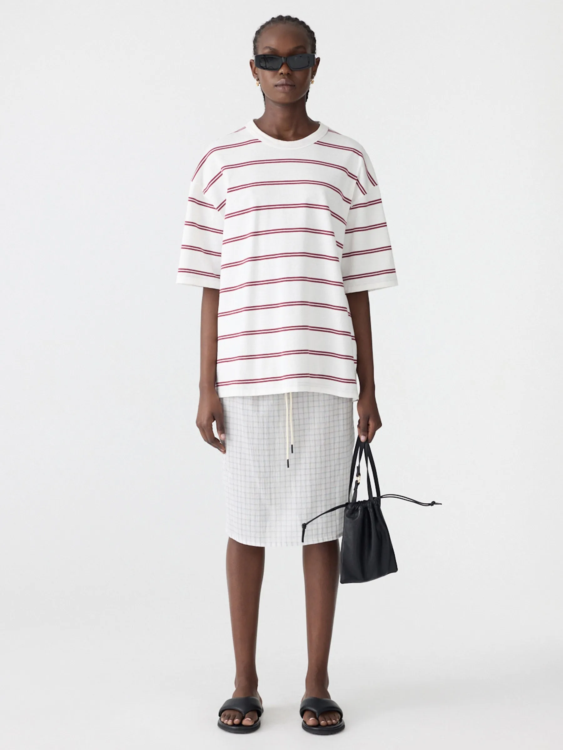 Universal Stripe Boxy T-Shirt sold by Bassike product image thumbnail 2