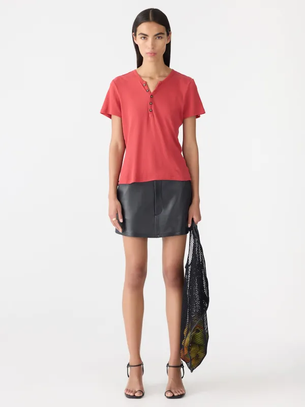 Sheer Rib Placket T-Shirt sold by Bassike