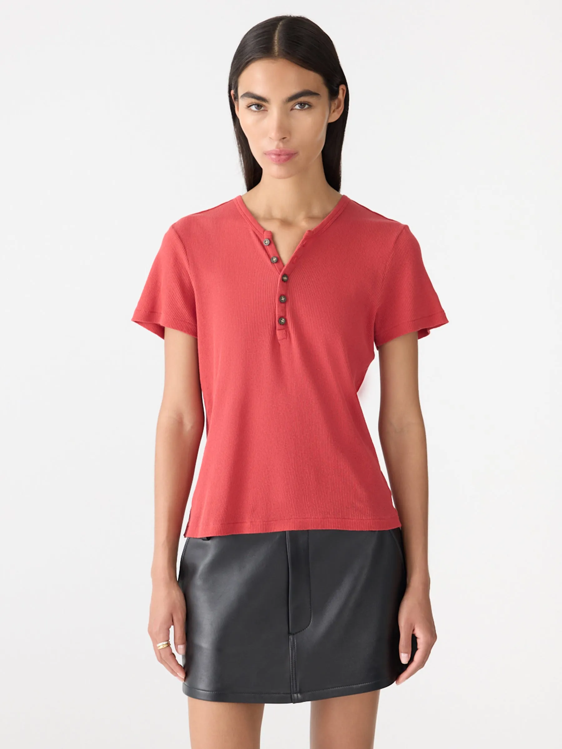 Sheer Rib Placket T-Shirt sold by Bassike product image thumbnail 2