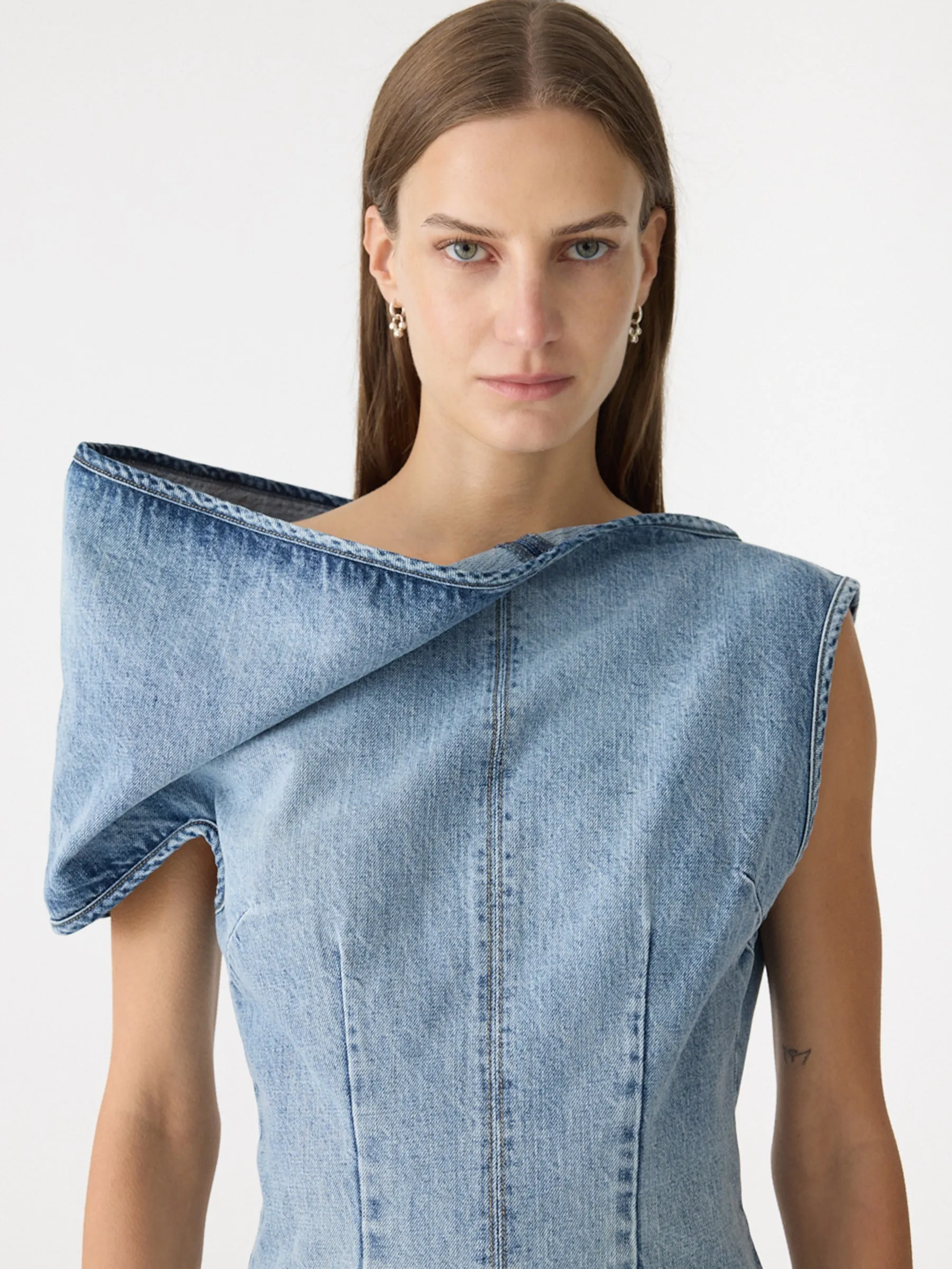 Off The Shoulder Denim Dress sold by Bassike product image thumbnail 3