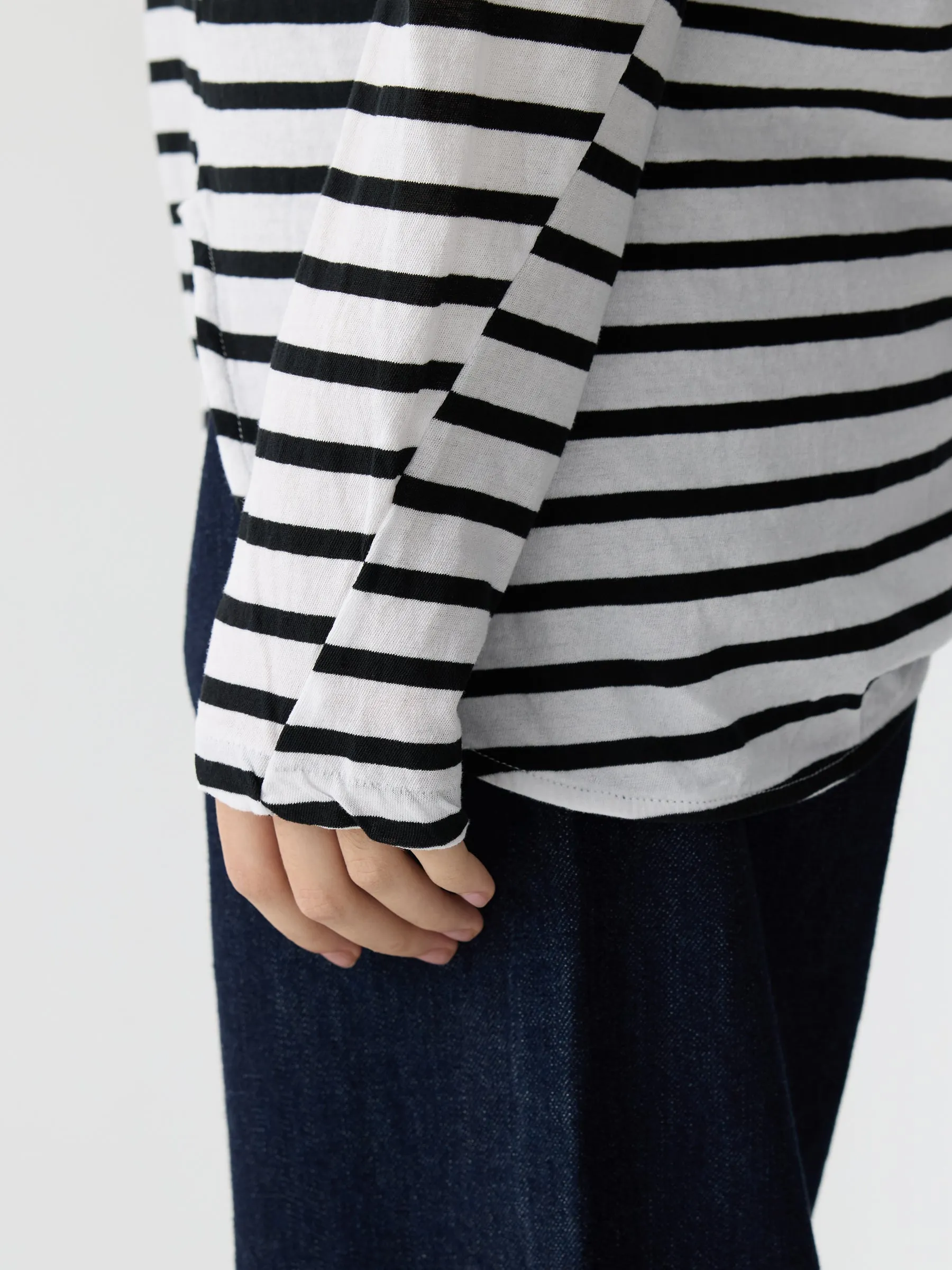 Stripe Scoop Hem Long Sleeve T-Shirt sold by Bassike product image thumbnail 5