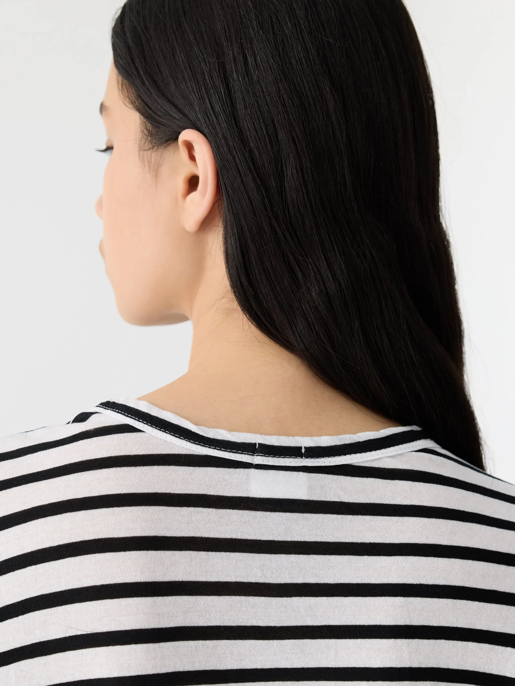 Stripe Scoop Hem Long Sleeve T-Shirt sold by Bassike product image thumbnail 4