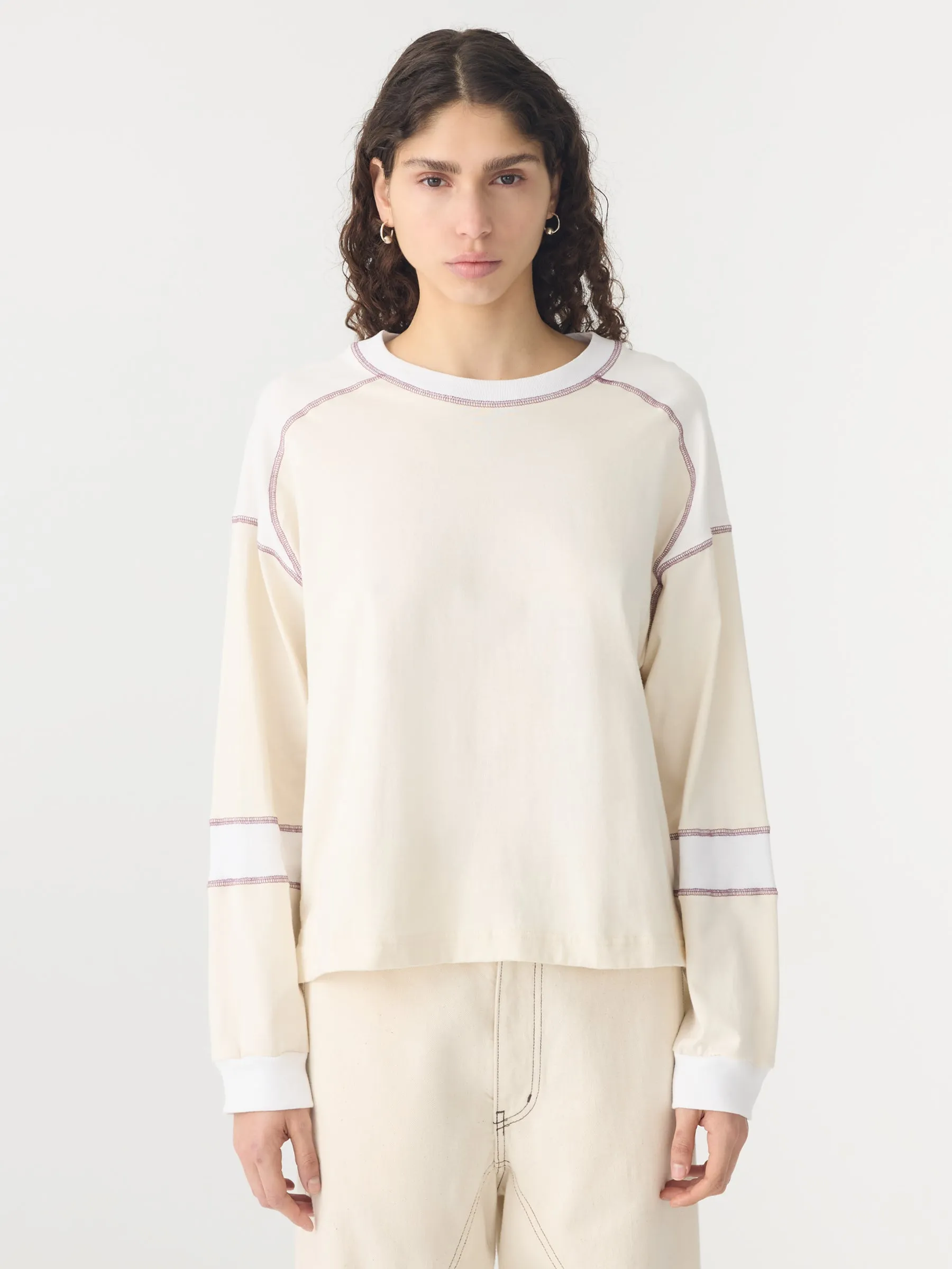 Long Sleeve Slouch Paneled T-Shirt sold by Bassike product image thumbnail 2