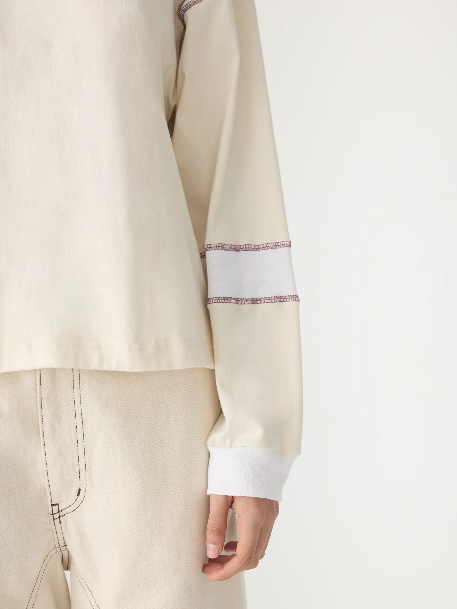 Long Sleeve Slouch Paneled T-Shirt sold by Bassike product image thumbnail 4