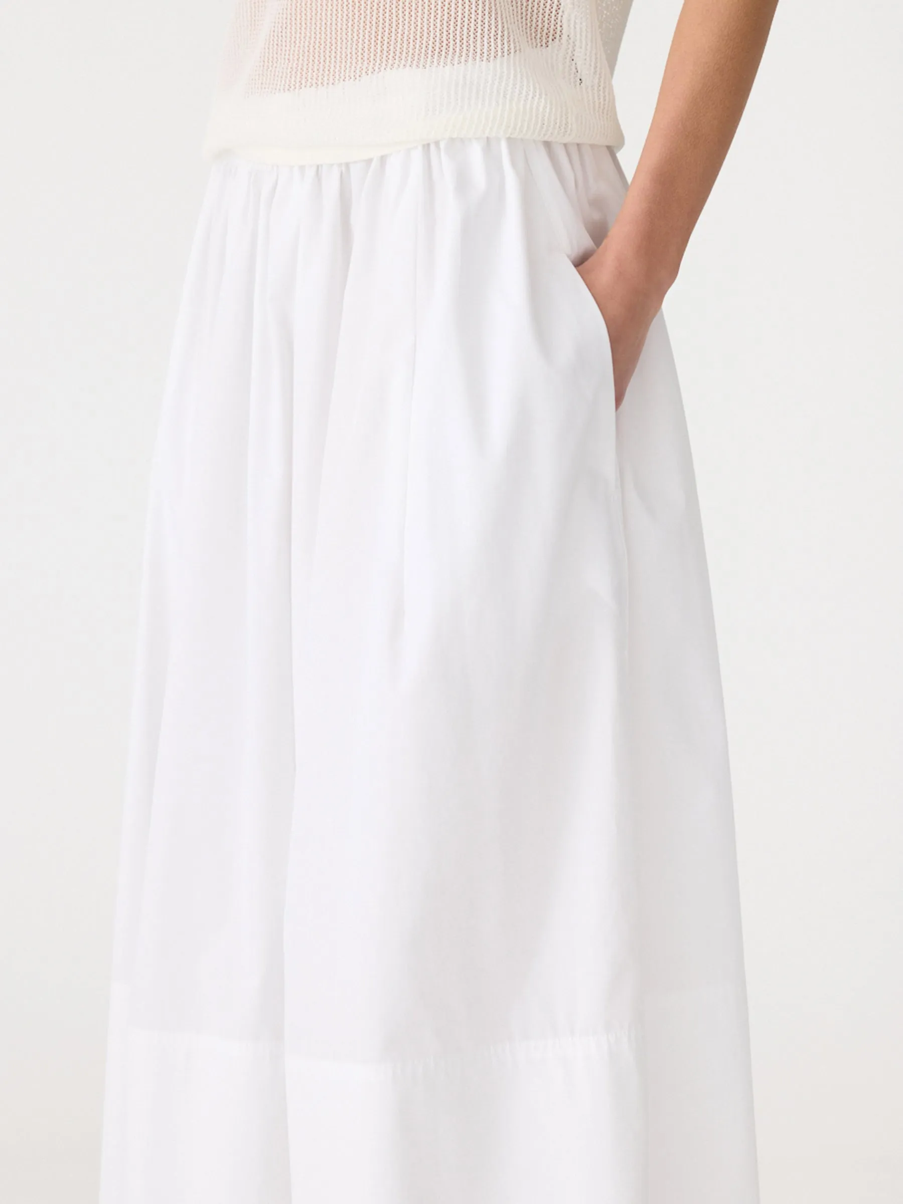 Cotton Gathered Longline Skirt sold by Bassike product image thumbnail 3